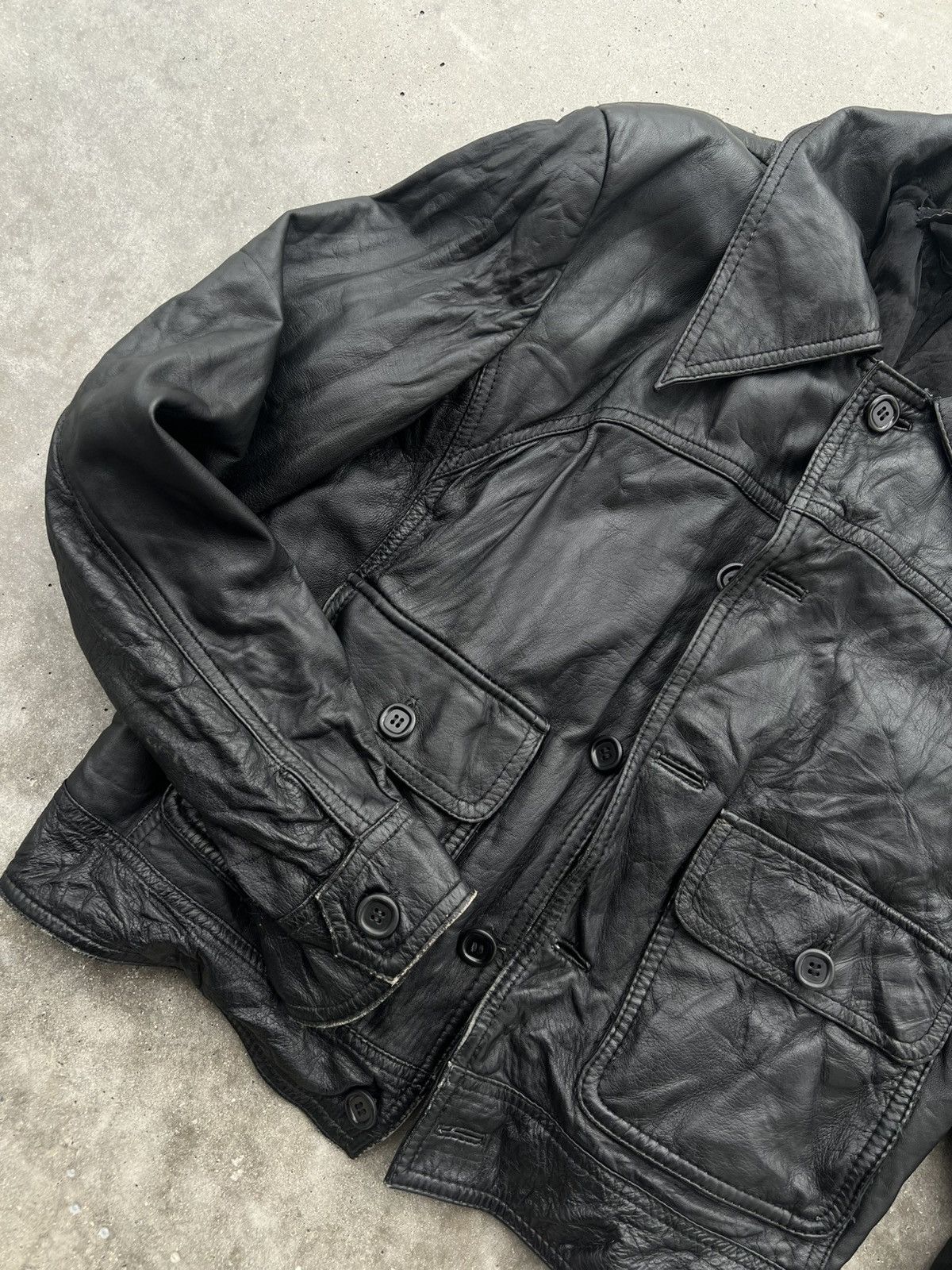 Genuine Leather × Vintage Leather jacket vintage avant garde s black Size S / US 4 / IT 40 - 4 Thumbnail