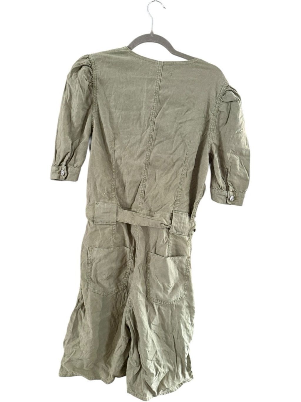 Hudson Women's Hudson Green Puff Sleeve Utility Romper M Size 33" - 5 Thumbnail