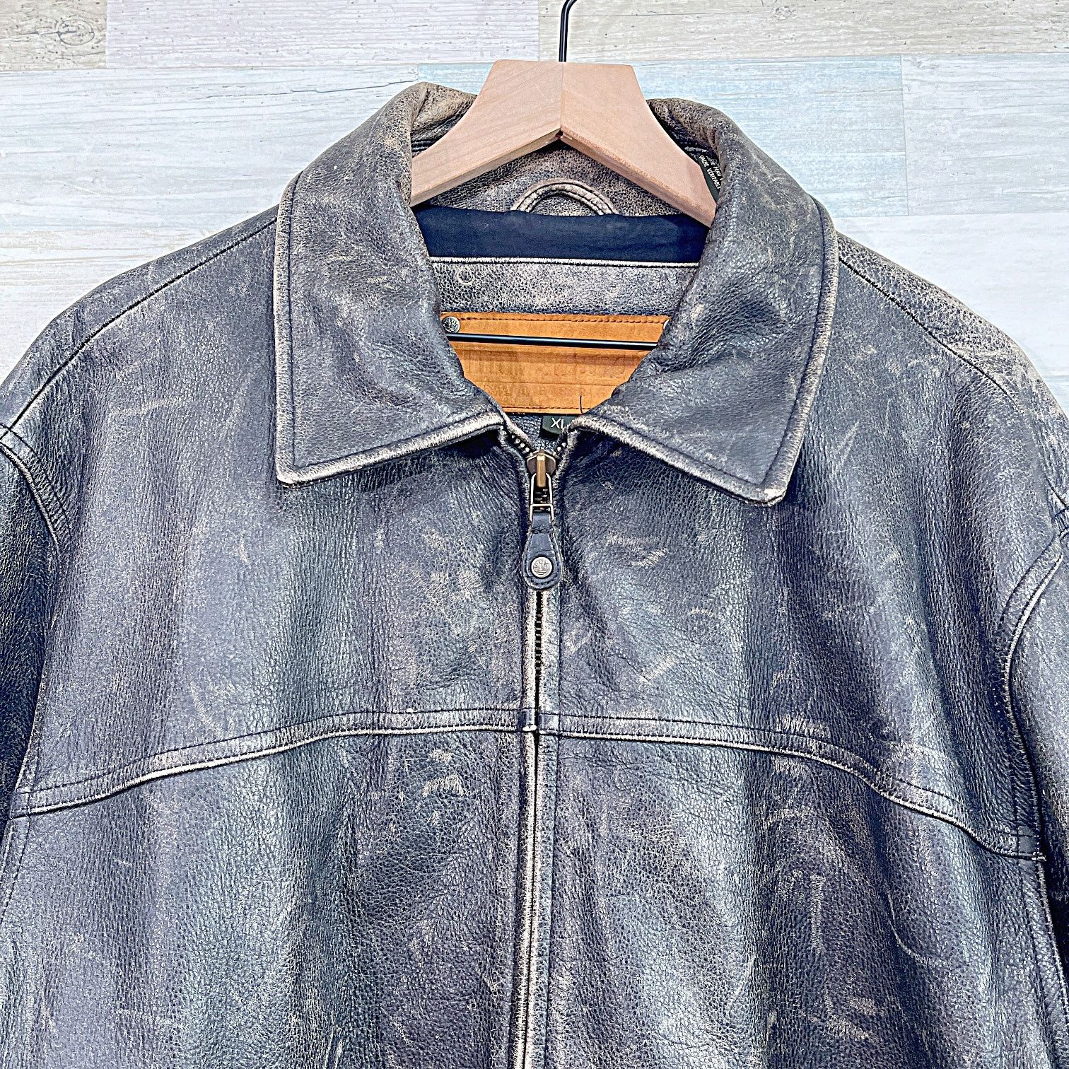 Timberland × Vintage Timberland 100% Cowhide Leather Distressed Jacket Mens XL Size US XL / EU 56 / 4 - 2 Thumbnail