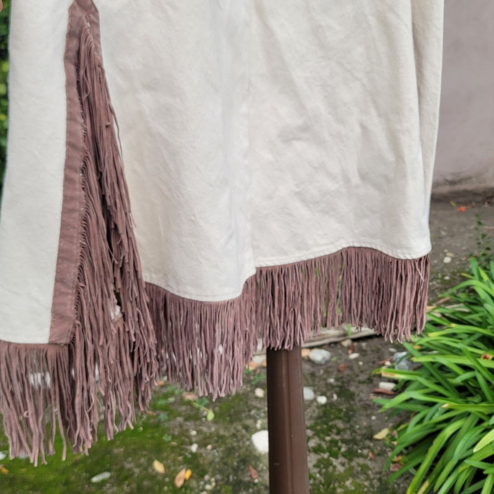 The Unbranded Brand Vtg Western Collection Denim Fringe Skirt Size 30" / US 8 / IT 44 - 3 Thumbnail