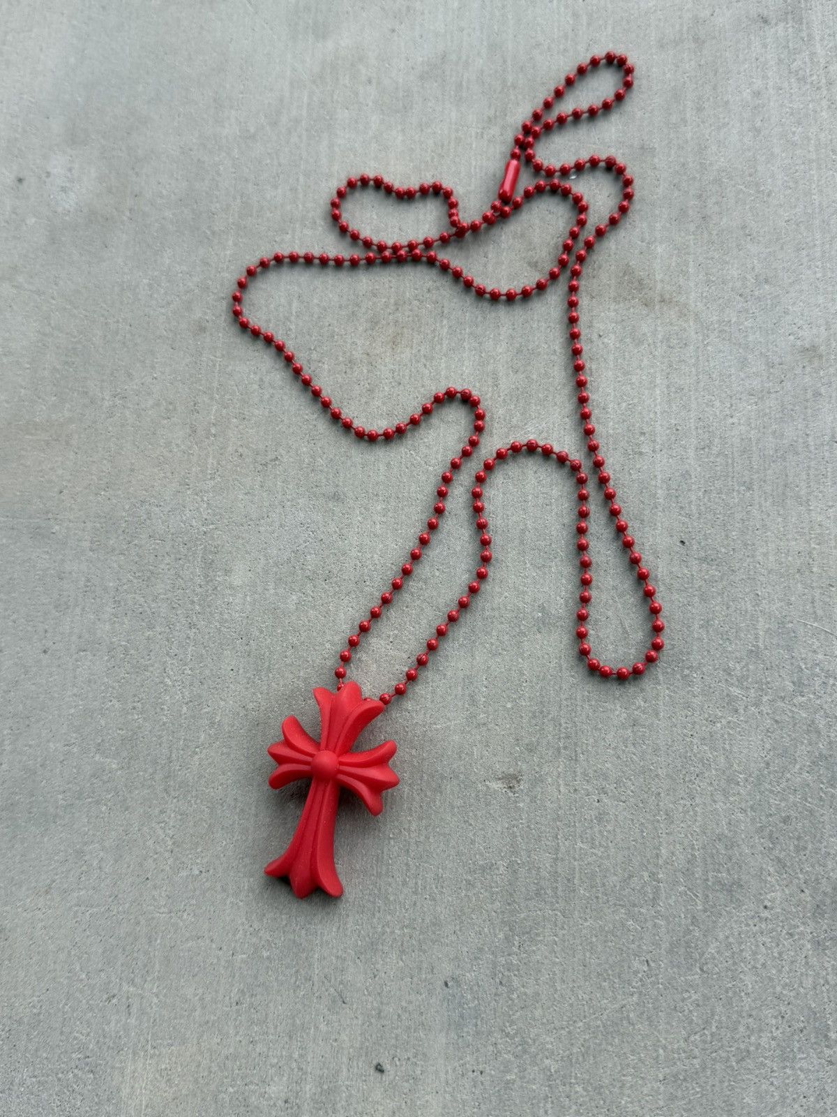 Chrome Hearts Chrome Hearts Silichrome Cross Necklace Red Brand New Size ONE SIZE - 1 Thumbnail