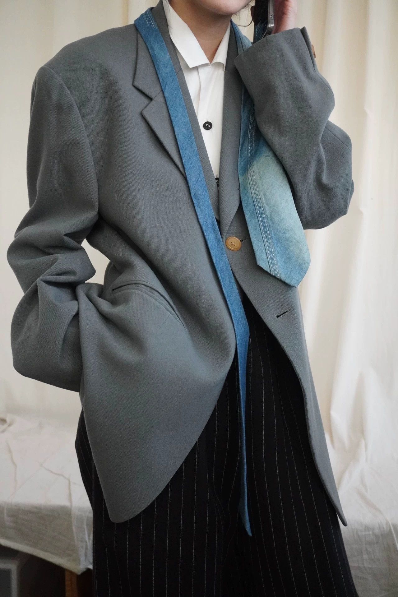 Yohji Yamamoto Yohji Yamamoto 90s Rare Denim Necktie 9 New Size ONE SIZE - 3 Thumbnail