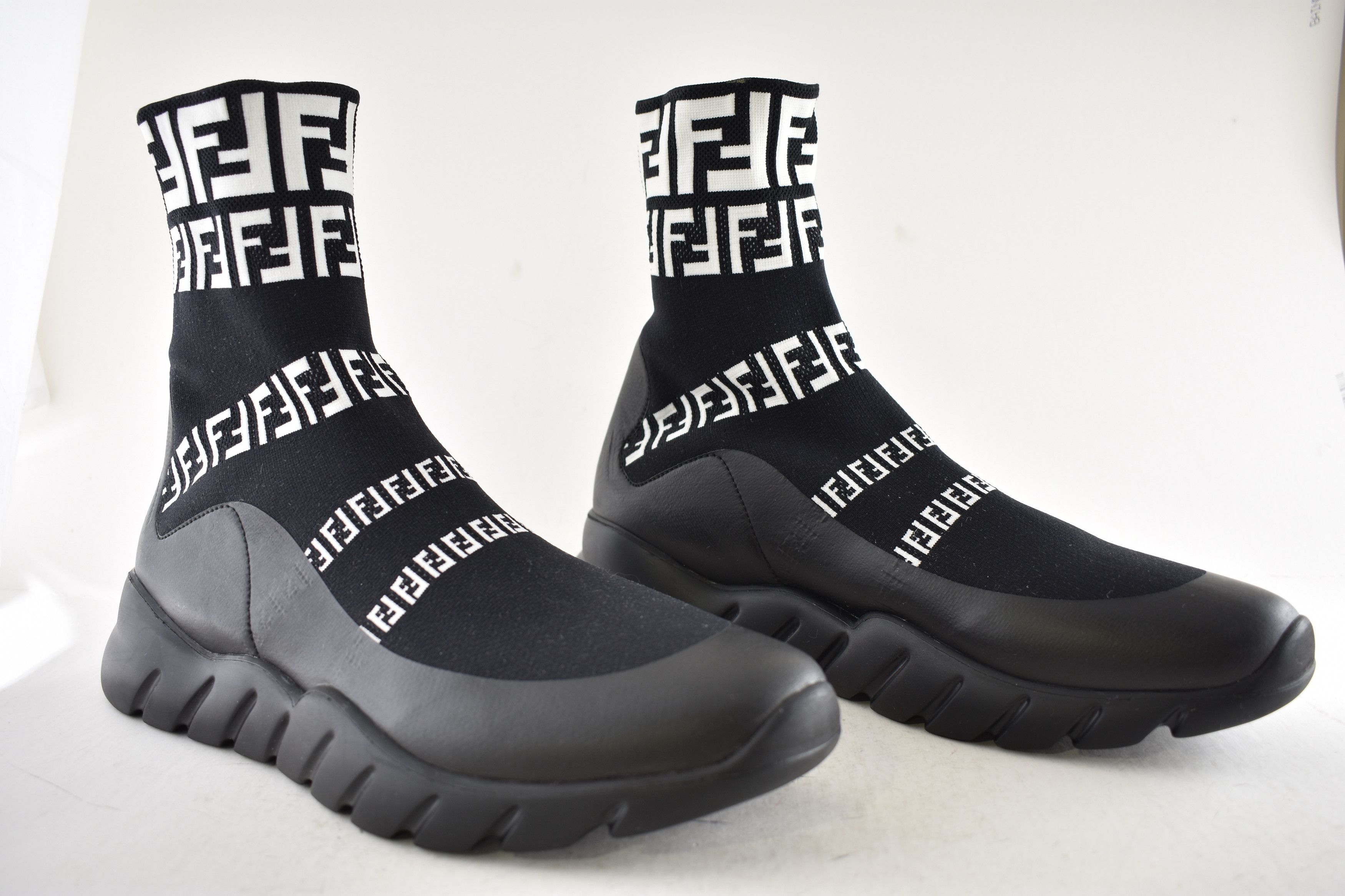 Fendi Fendi White FF Logo Knit Sock Trainer Sneaker UK 9 US 10 Size US 10 / EU 43 - 3 Thumbnail