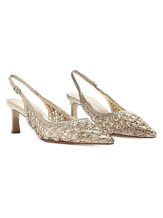 Alexandre Birman os11x1225 Jane Tresse 60MM Metallic Slingback Pumps Size US 8 / IT 38 - 3 Thumbnail