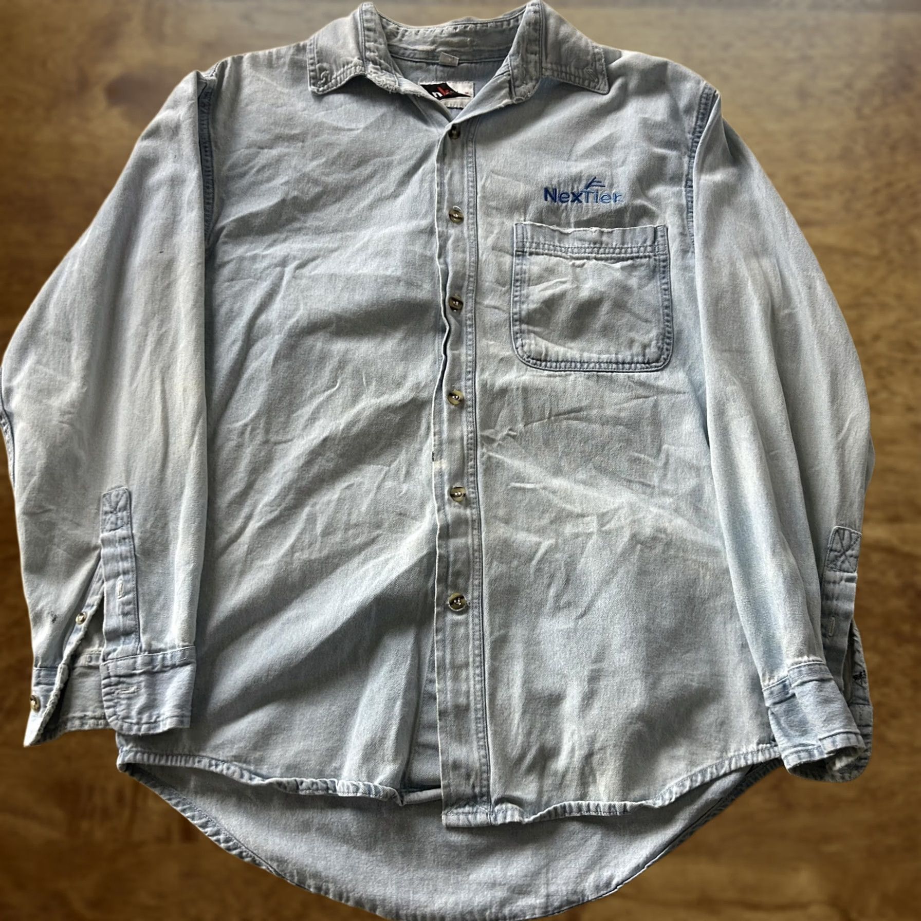 Denime Nationwide Knitwear Shirt Mens Small Blue Denim Long Sleeve Button Up Size US S / EU 44-46 / 1 - 1 Thumbnail