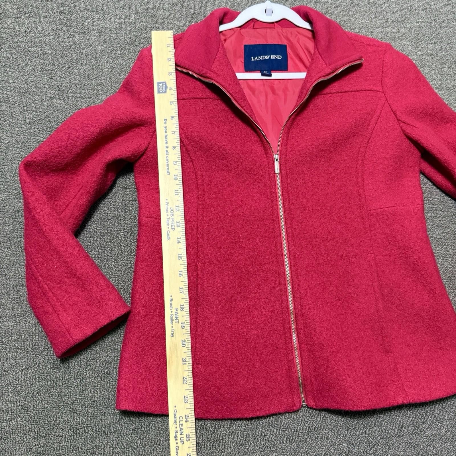 Lands' End Lands End Womens 6 Berry Pink Boiled Wool Blend Jacket Size M / US 6-8 / IT 42-44 - 6 Thumbnail