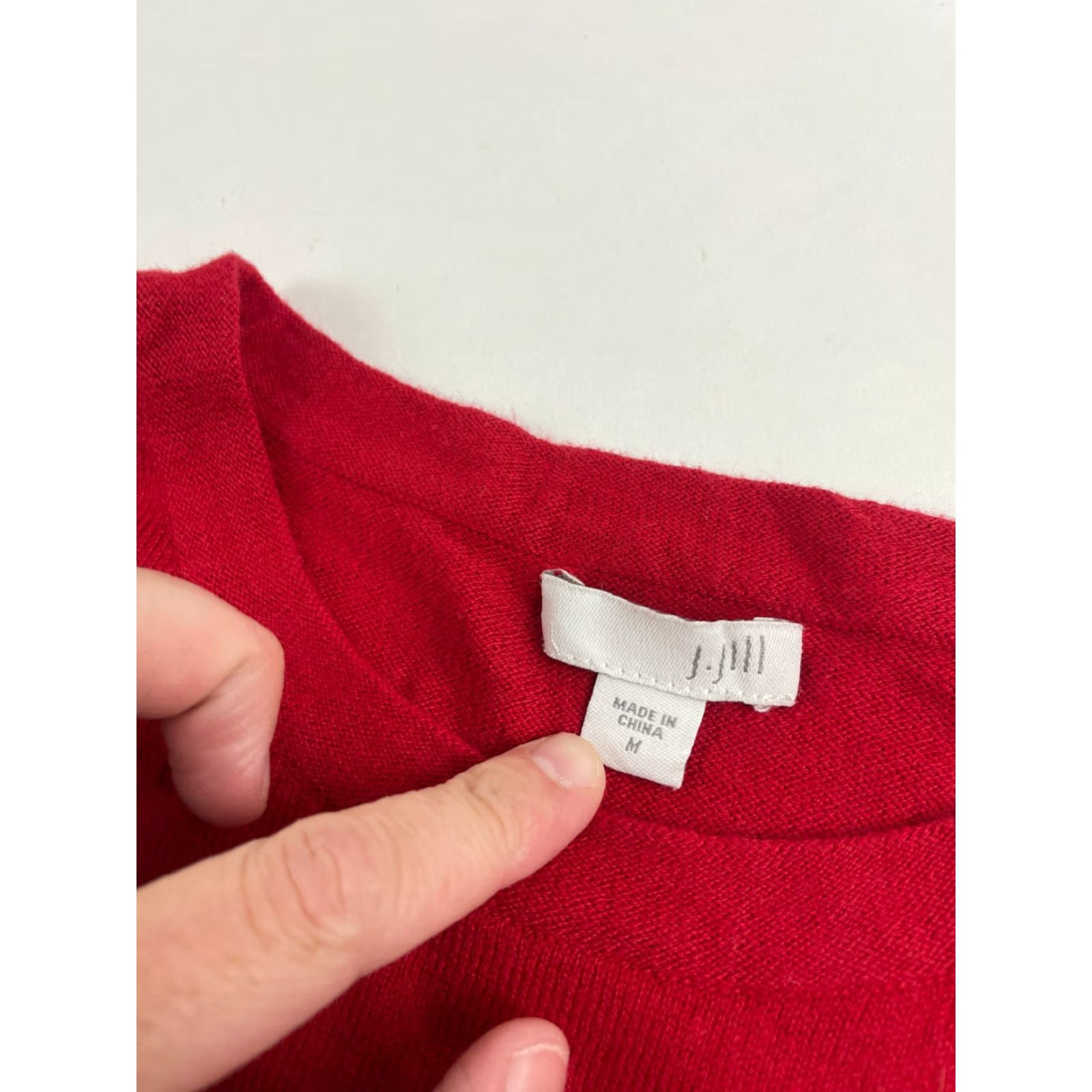 J. Jill J. Jill Sweater Women's Medium Solid Red Pullover Crew Neck Long Sleeve Cotton, Viscose, Nylon Modern Outdoor Breathable Shirt Size M / US 6-8 / IT 42-44 - 7 Thumbnail