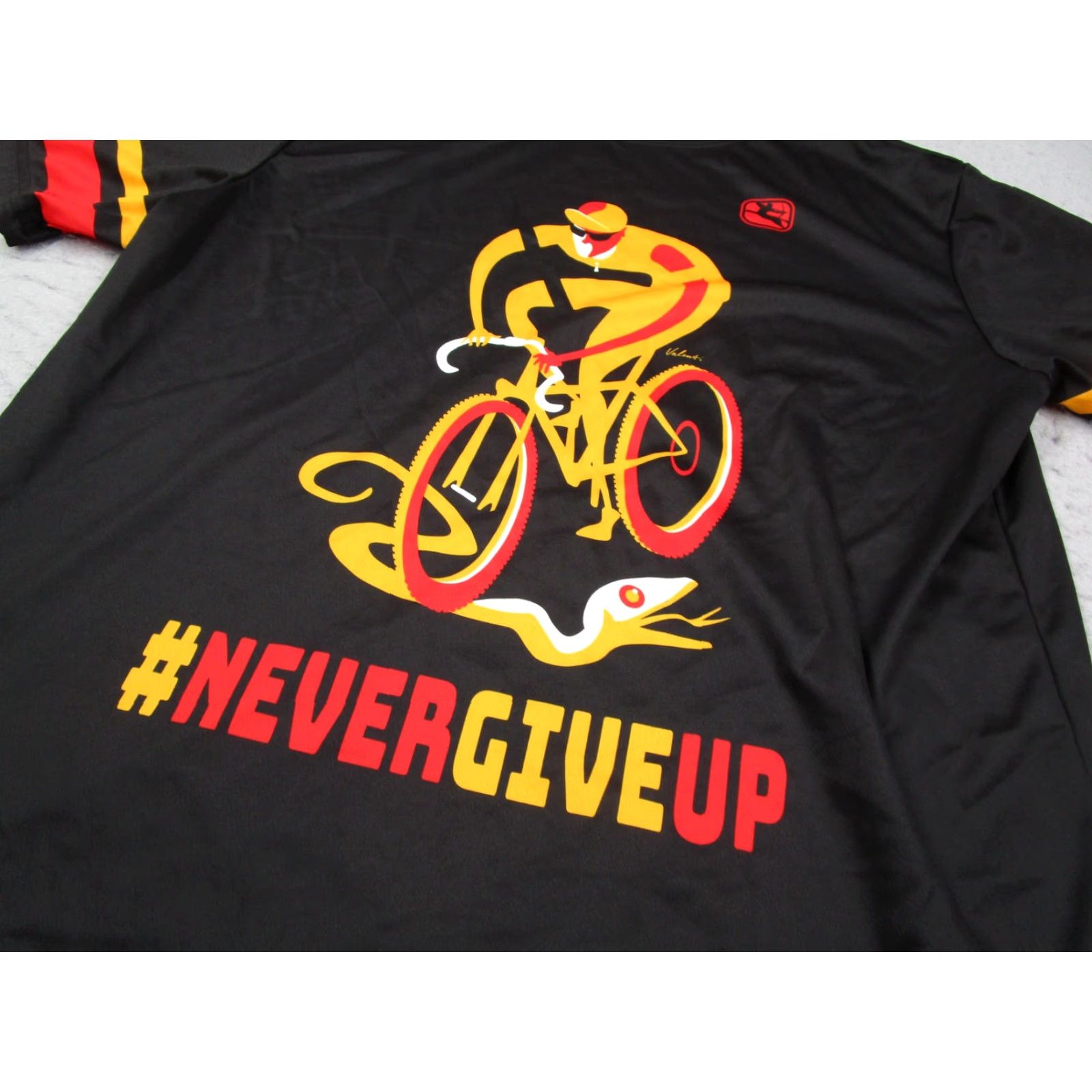 Vintage Giordana Tech Tee Shirt Mens XL Black Cycling #NeverGiveUp Cancer Journeys Italy Size US XL / EU 56 / 4 - 4 Thumbnail