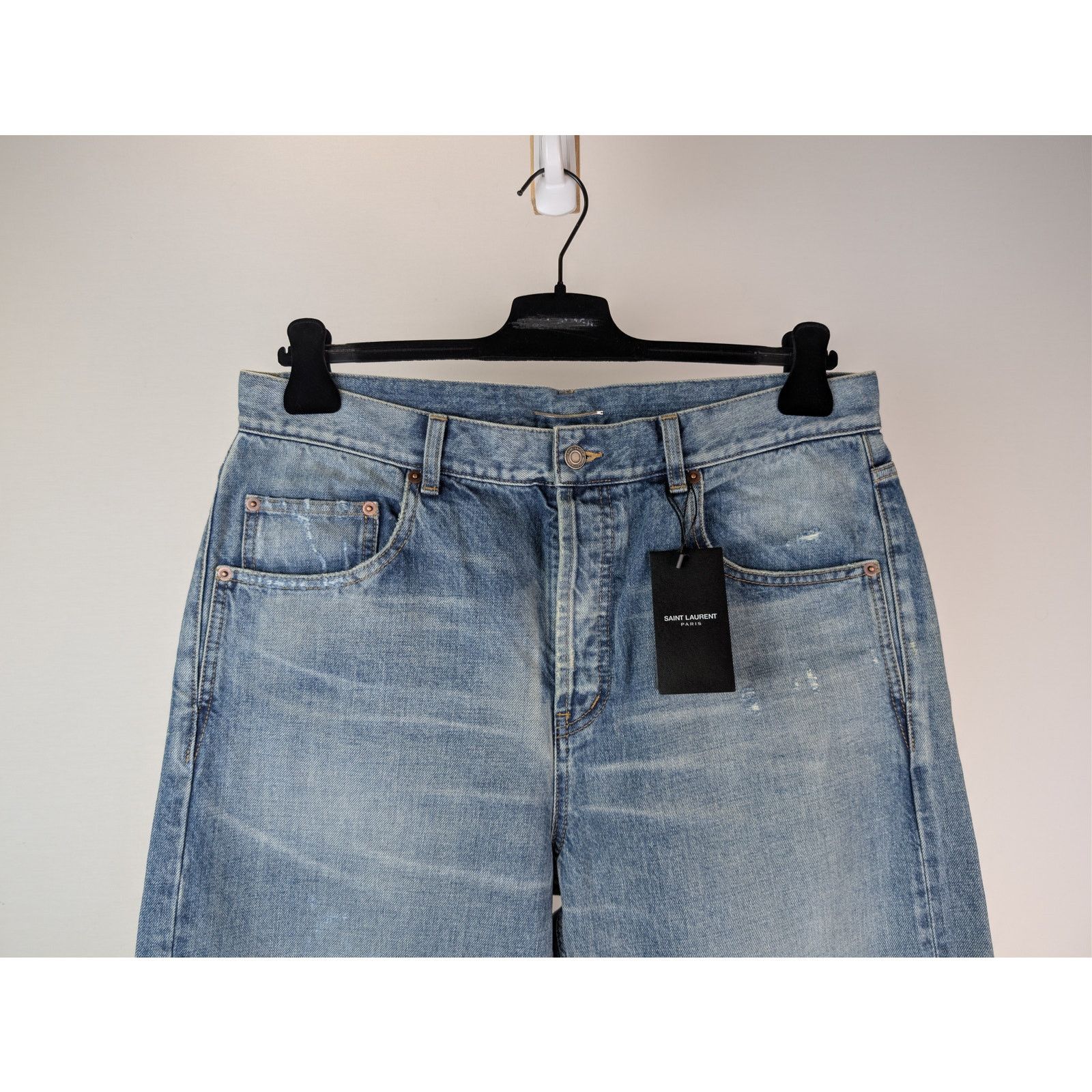 Saint Laurent Paris o1rshd1 Adjusted Maxi Long Baggy Denim Jeans Charlotte Blue Size US 32 / EU 48 - 3 Thumbnail