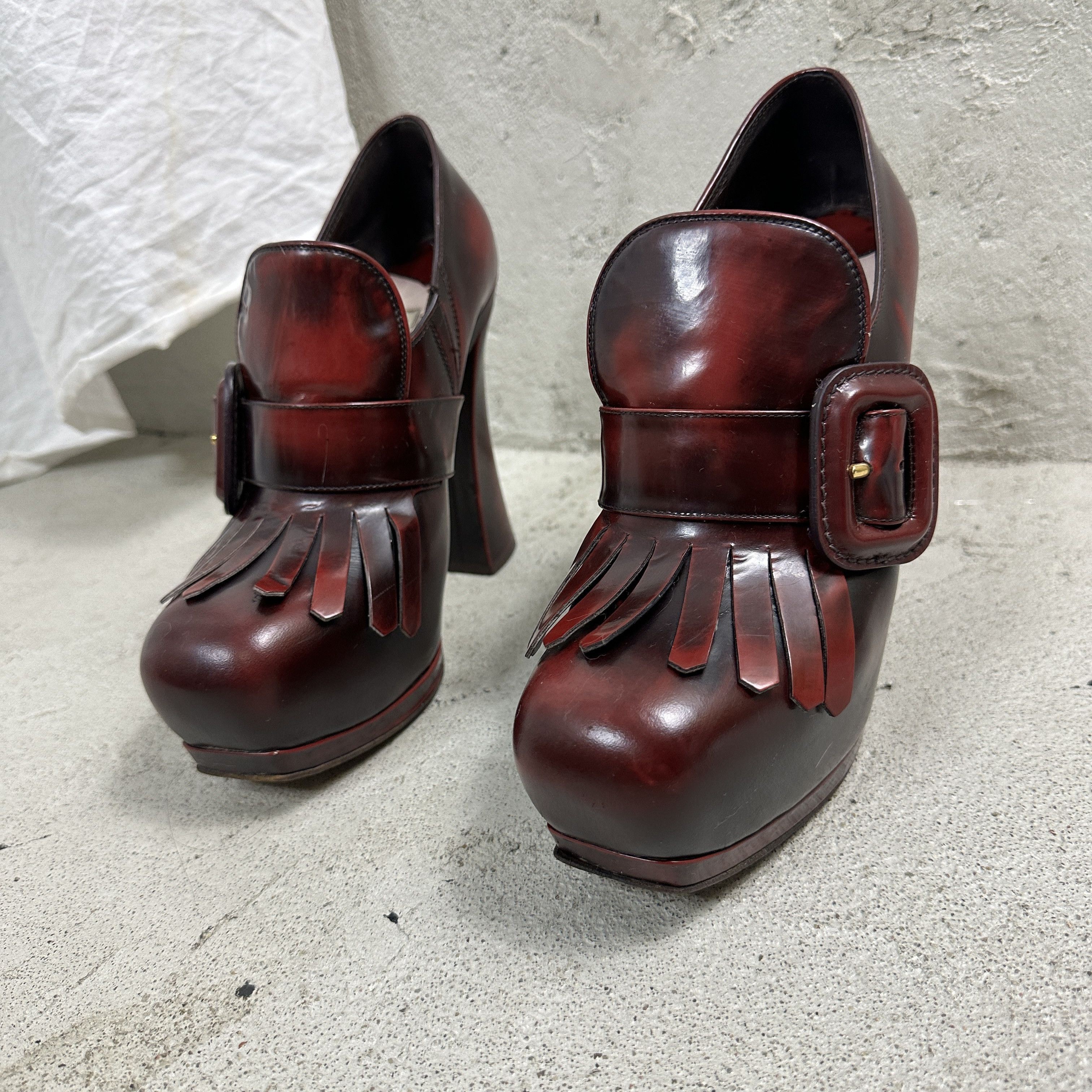 Miu Miu × Vintage Vintage Miu Miu Elevated Platform Loafers Leather Shoes Size US 9 / IT 39 - 4 Thumbnail