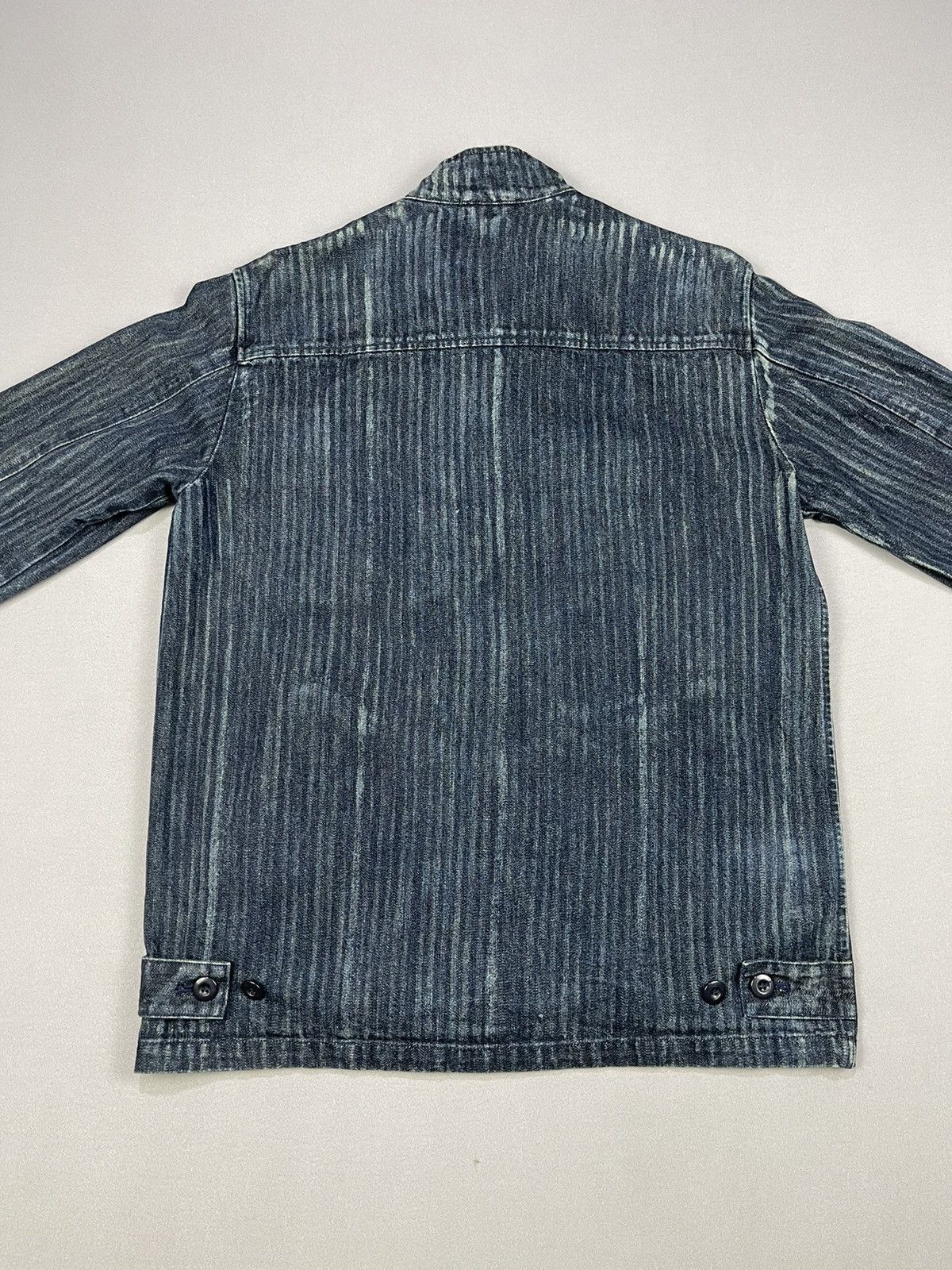 Japanese Brand PWPL STRIPPED DISTRESSED DENIM JACKETS Size US M / EU 48-50 / 2 - 8 Thumbnail