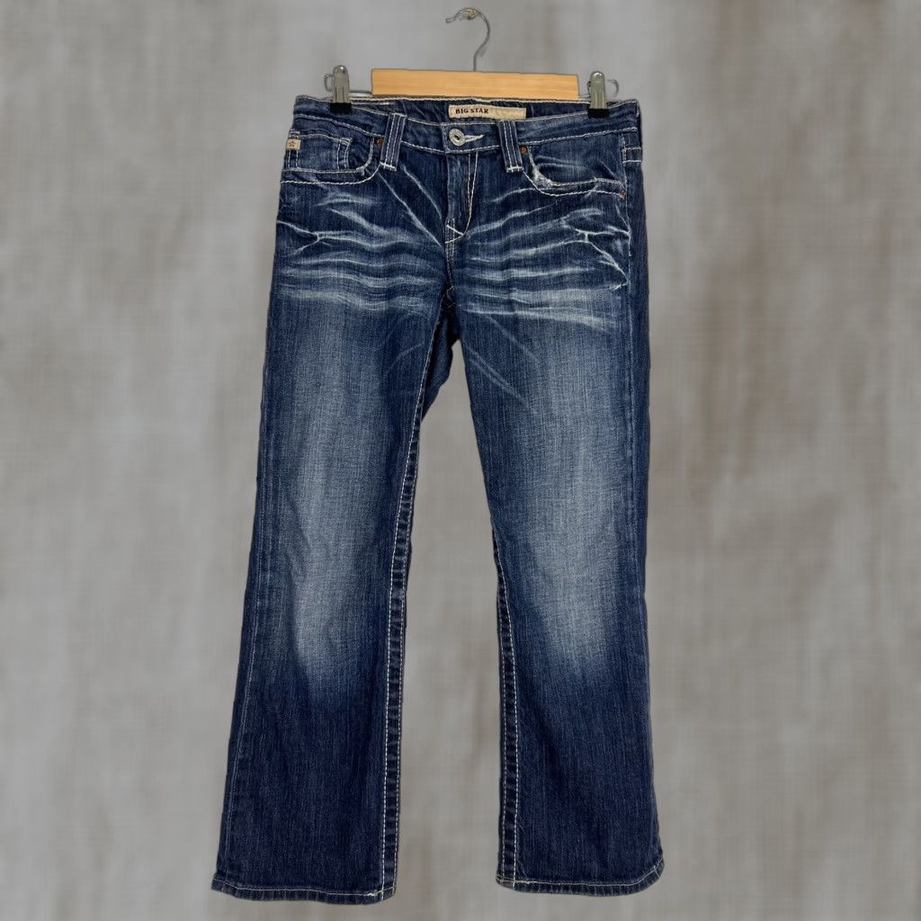 Vintage VINTAGE Big Star Womens Jeans Cropped 27 Dark Wash Distressed Straight Leg 27 Blue Womens Size 27" / US 4 / IT 40 - 1 Thumbnail