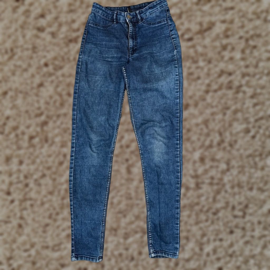 Denime Divided Jeans Women 6 Blue Denim Skinny Tapered Distressed Mid Rise Cotton 25x29 Size 28" / US 6 / IT 42 - 1 Thumbnail