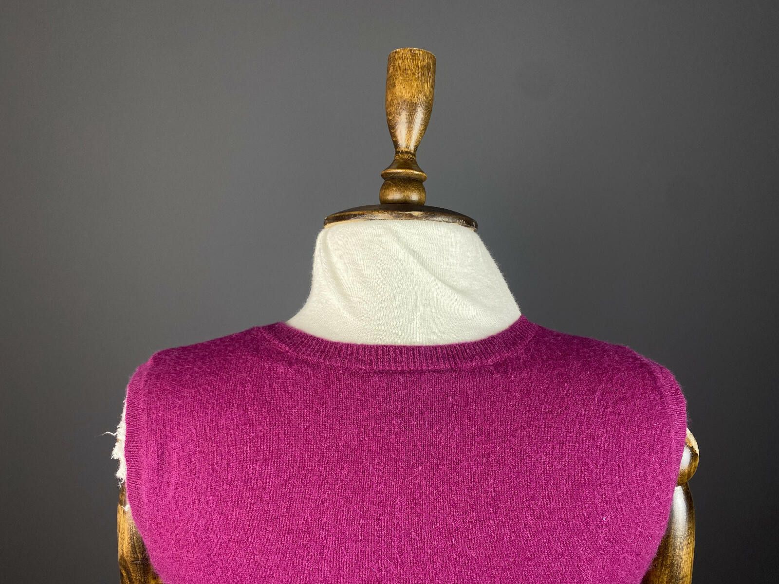 Designer Vintage Laura Ashley Pink Argyle Angora Sweater Vest Size M Size M / US 6-8 / IT 42-44 - 6 Thumbnail
