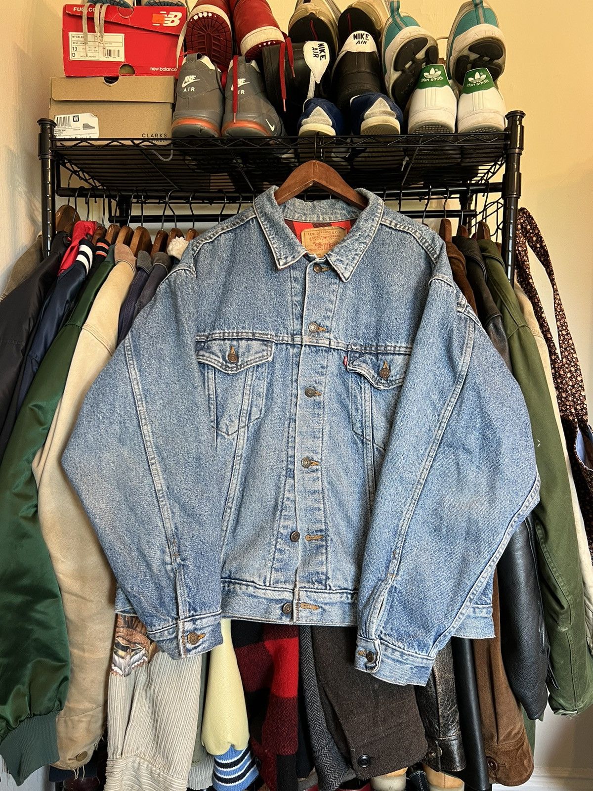 Vintage Levis Jean Jacket sold Trucker Denim Flannel Lined Cropped 1980s 1990s