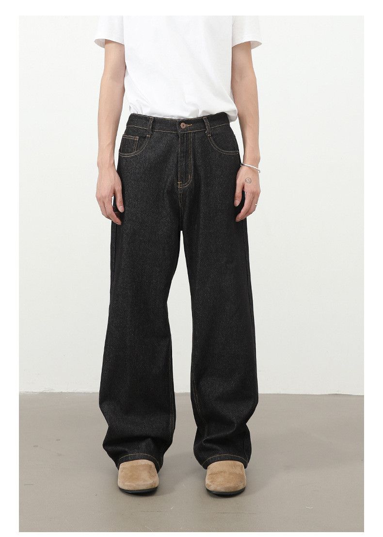 Jean Men's semi-elastic waist loose straight original color jeans Size US 32 / EU 48 - 1 Thumbnail