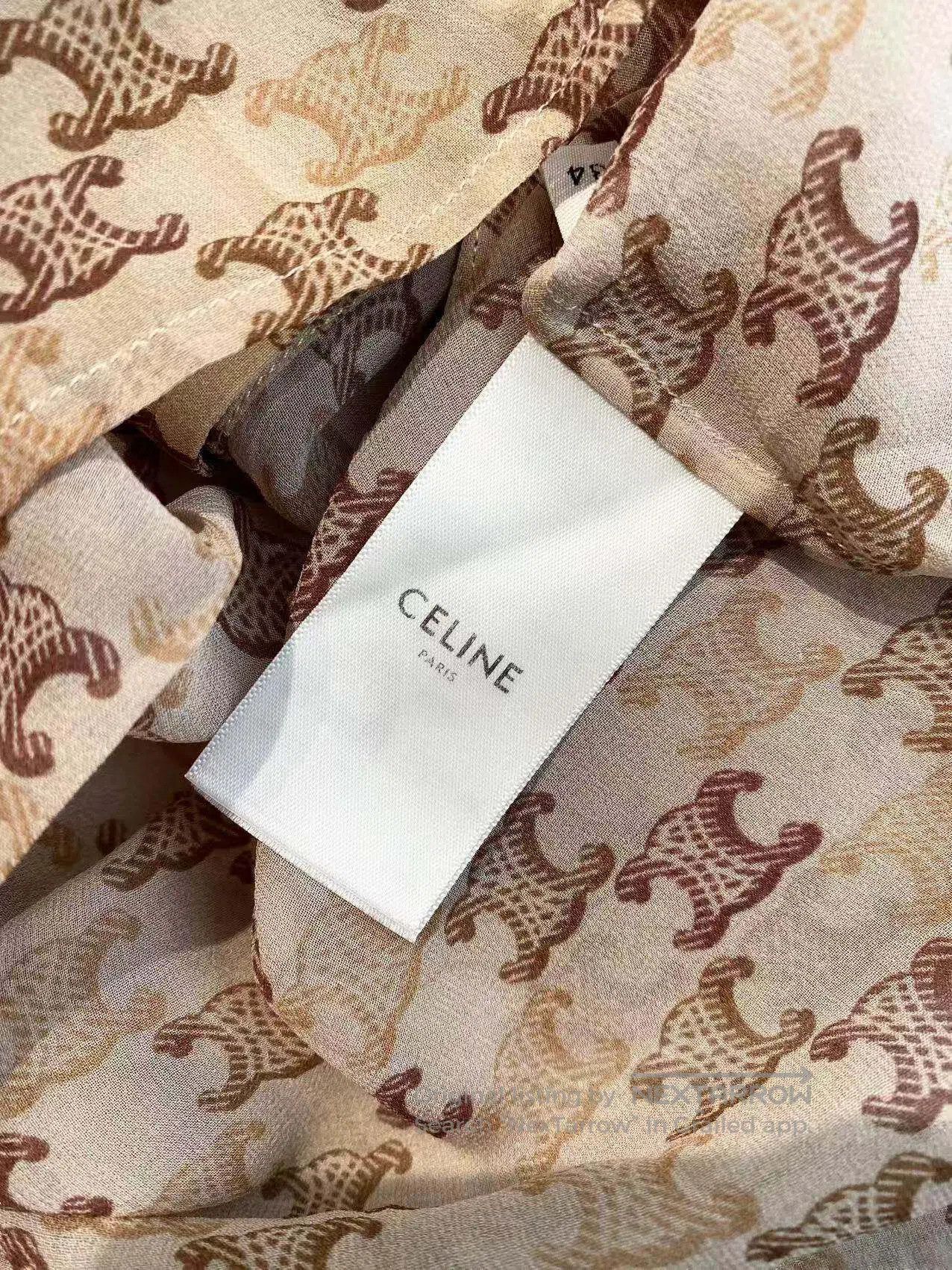 Celine Celine Full logo print mulberry silk short-sleeved top| Size 4XL / US 24-26 - 5 Thumbnail
