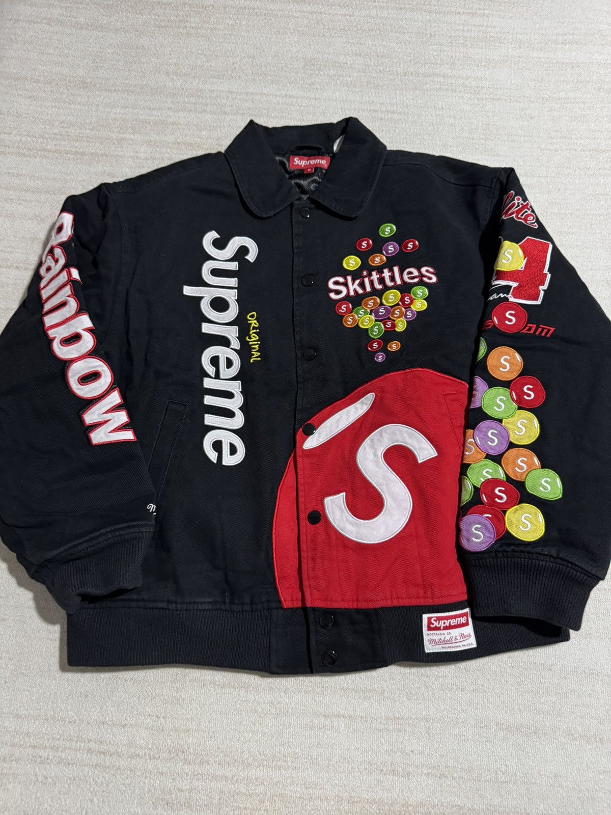 Supreme Supreme skittles Mitchell ness varsity jacket Size US M / EU 48-50 / 2 - 2 Thumbnail