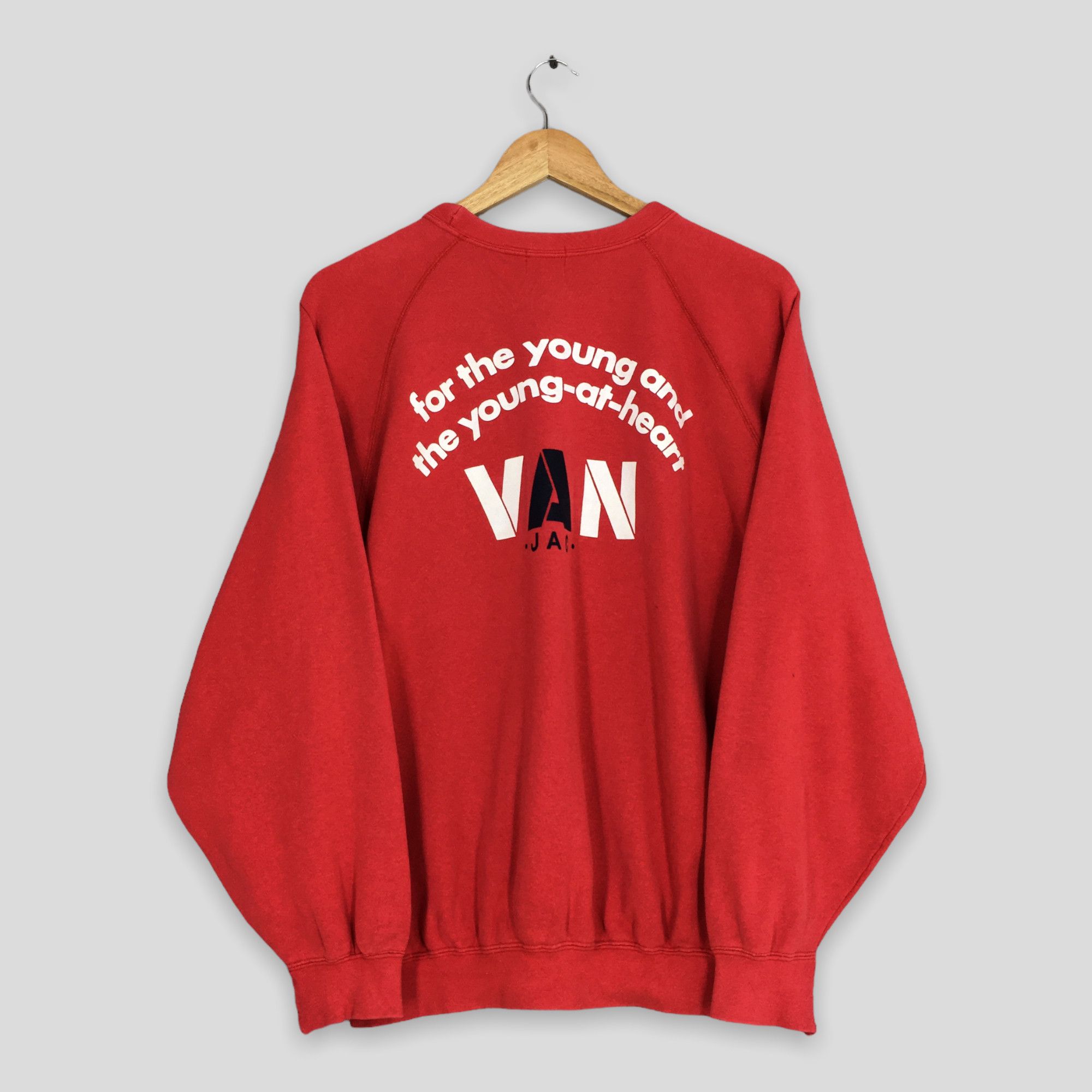 Japanese Brand Vintage Van Jac Japan Red Sweatshirt Large Size US L / EU 52-54 / 3 - 1 Thumbnail