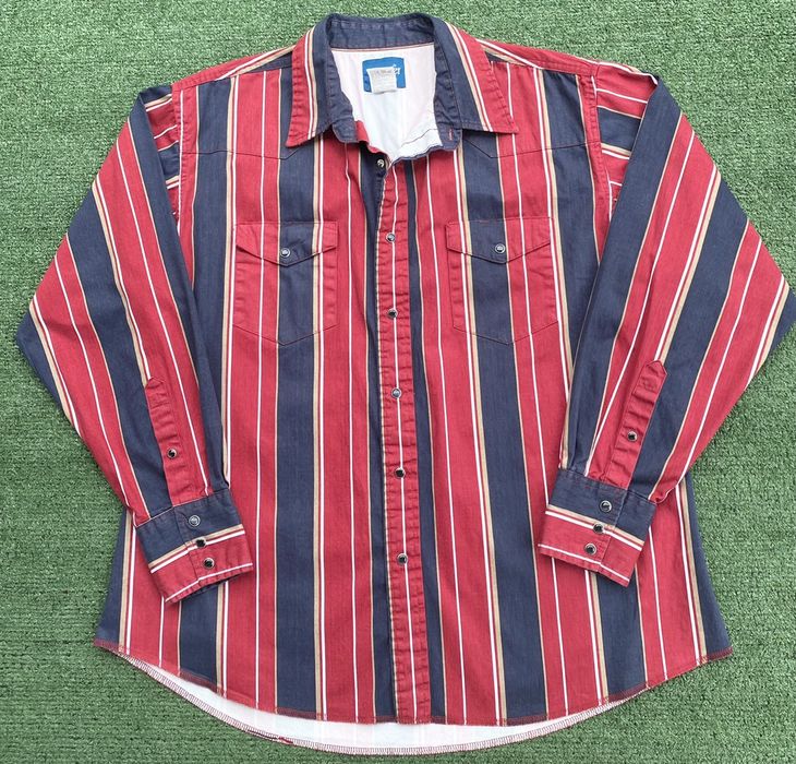 Wrangler Vintage Wrangler Striped Pearl Snap Western Shirt Large | Grailed