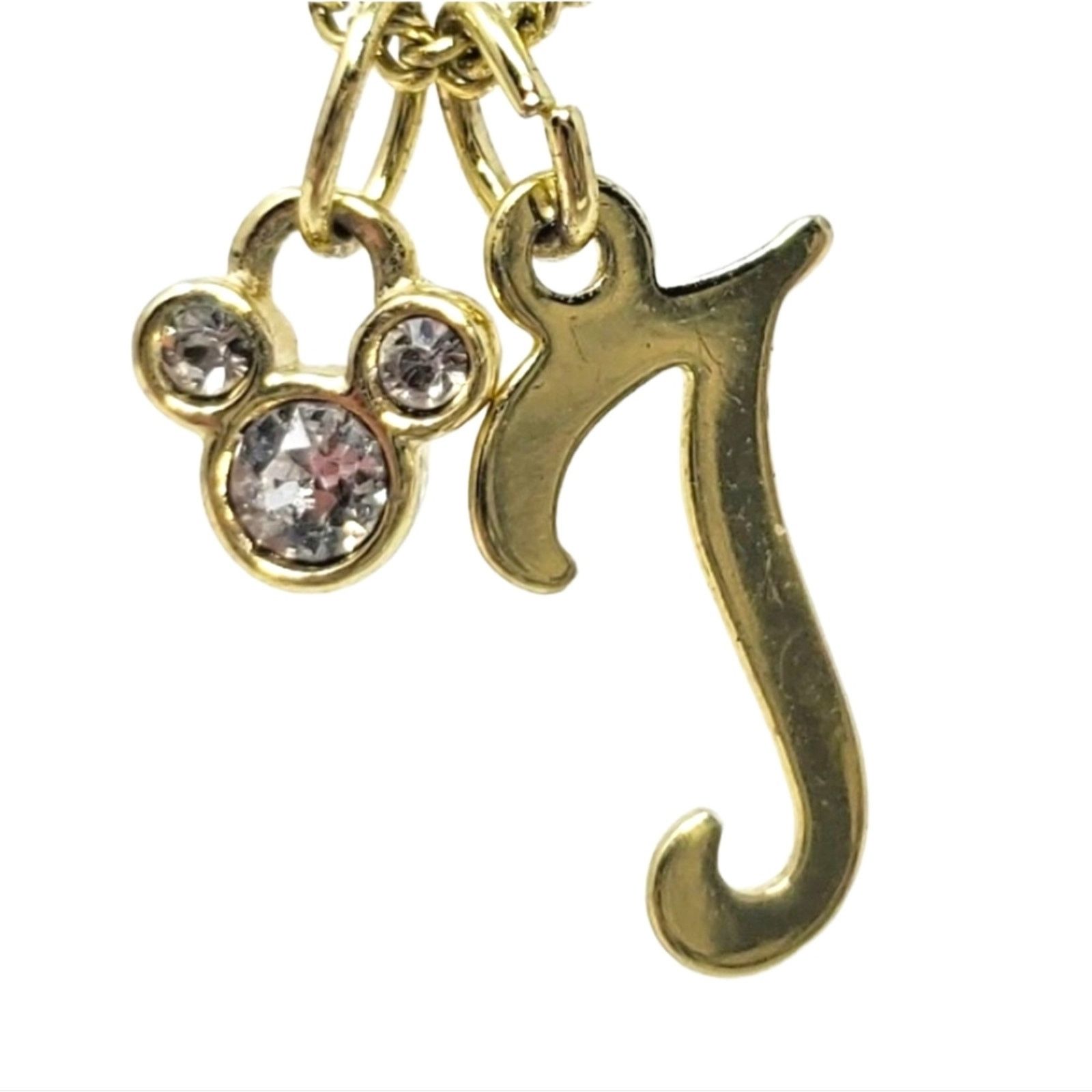 Disney Disney Mickey White Rhinestone & Gold Initial J Necklace Size ONE SIZE - 1 Thumbnail