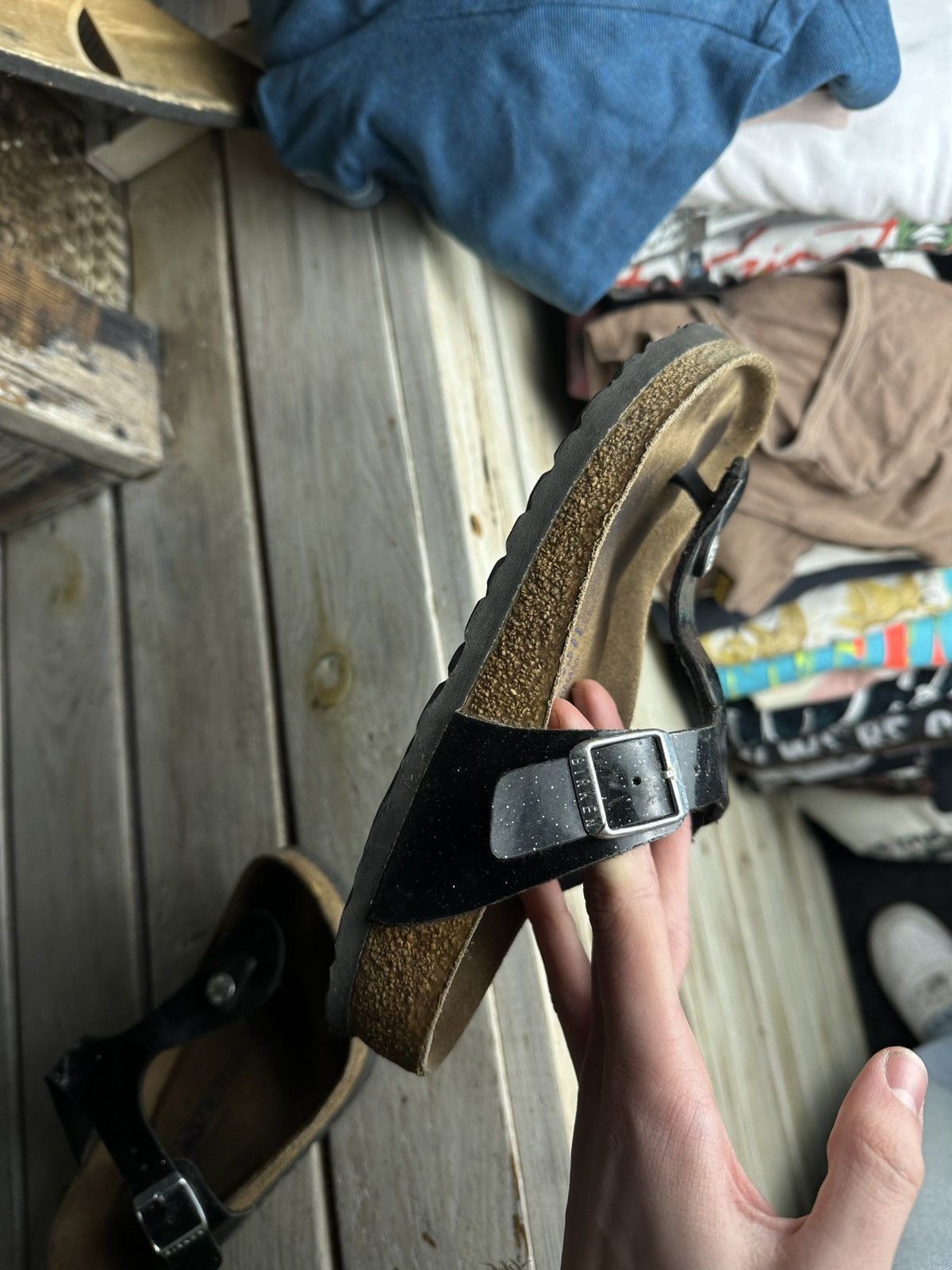 Birkenstock VNTG🚨 Birkenstock metal color Luxe Sandals rare slides Size US 6 / IT 36 - 11 Thumbnail