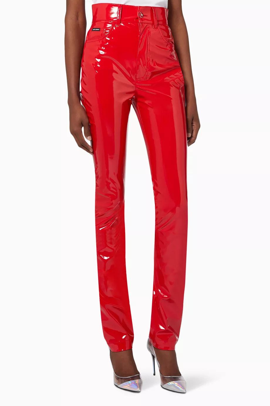 Dolce & Gabbana o1y0925 Coated Fabric Casual Pant in Red Size 25" / US 0 / IT 36 - 1 Thumbnail