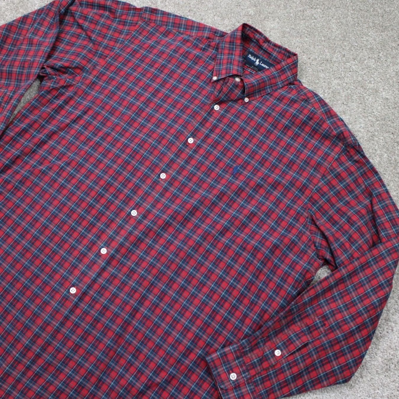Ralph Lauren Ralph Lauren Shirt Men Large Red/Blue 2 Ply Cotton Long Sleeve Button Down Plaid Size US L / EU 52-54 / 3 - 4 Thumbnail