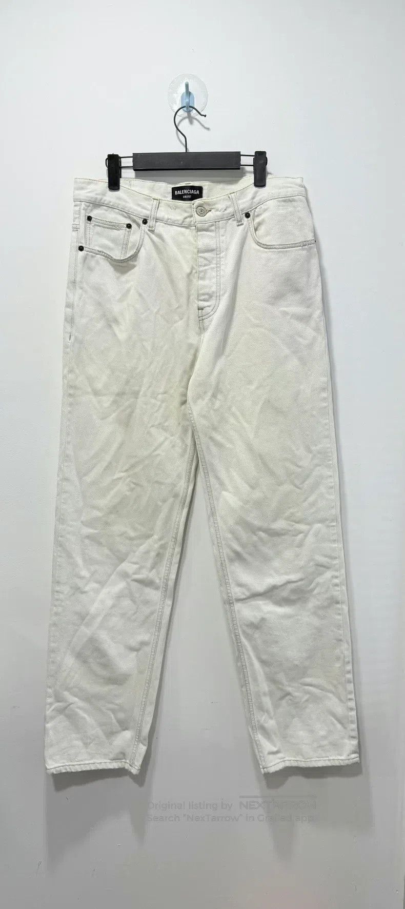 Balenciaga Balenciaga size S White Aged Denim Pants Size S Size US 27 - 1 Thumbnail