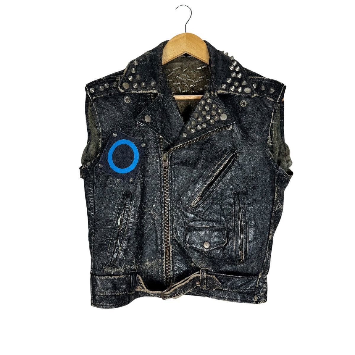 Genuine Leather ☀️40s DOUBLE COLLAR LEATHER CUSTOM RANCID PUNK JACKET Size US M / EU 48-50 / 2 - 7 Thumbnail