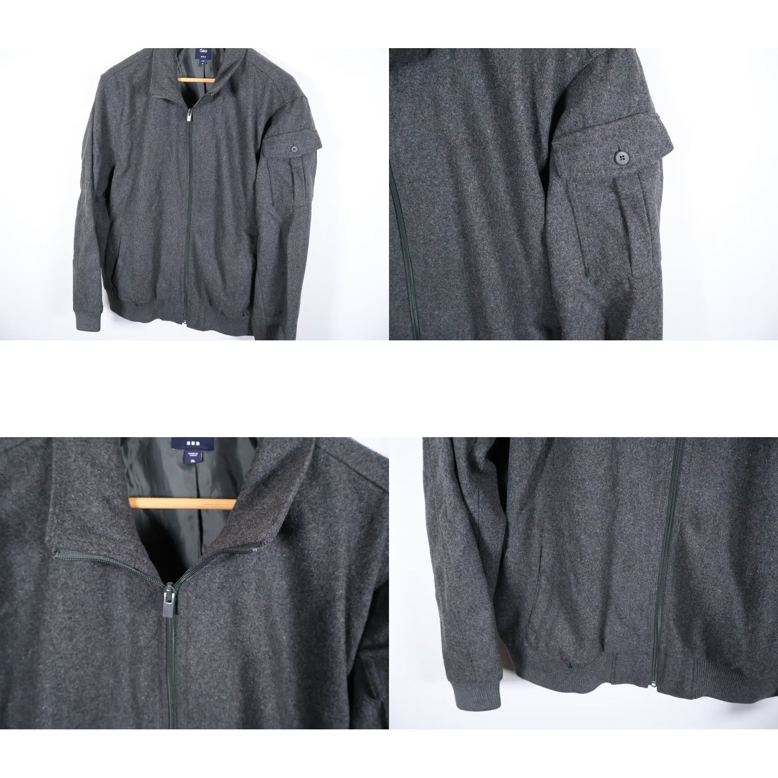 Gap Gap Bomber Jacket Men XL Gray Wool Blend Full Zip Lined Vintage? No Retro Core Size US XL / EU 56 / 4 - 9 Thumbnail