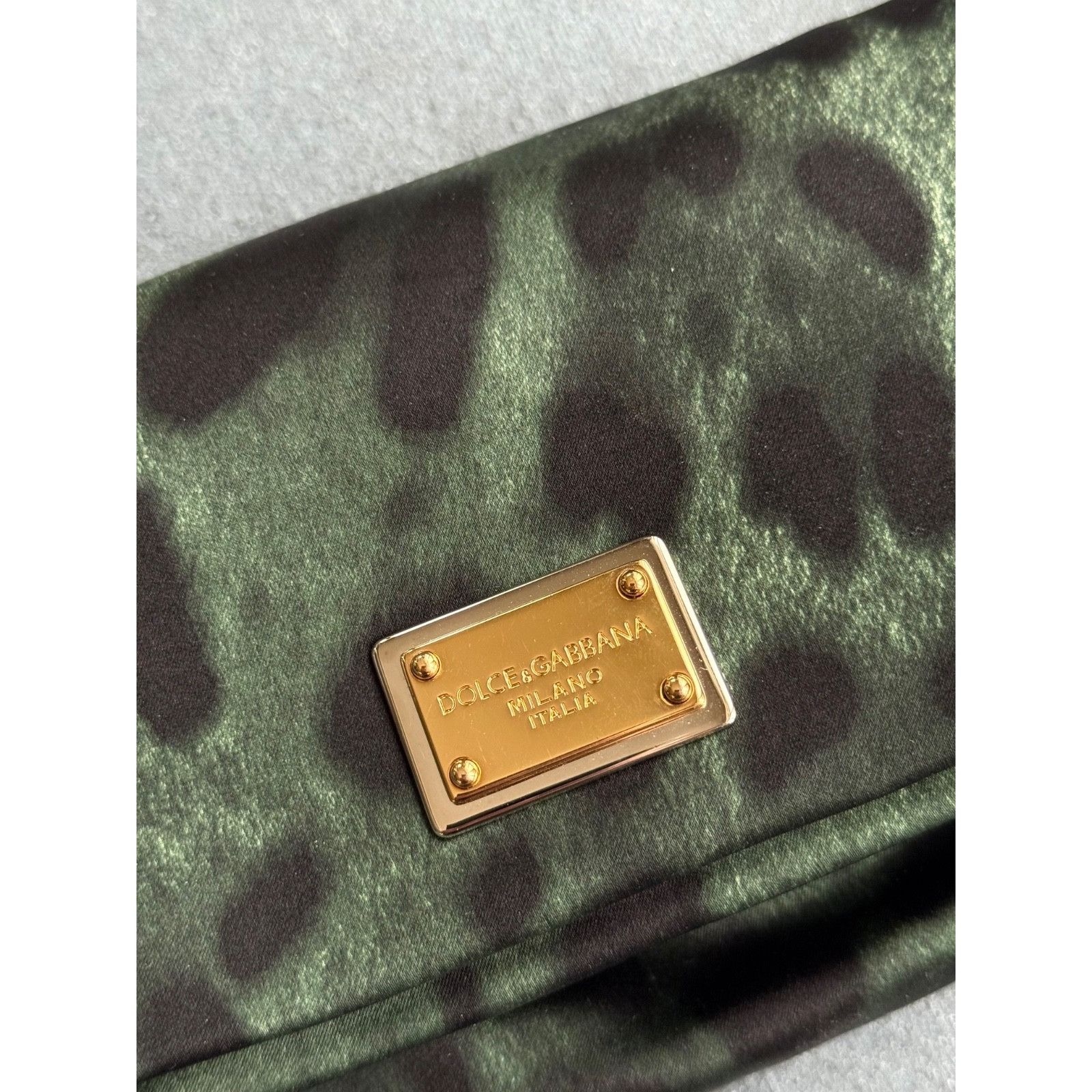 Dolce & Gabbana Dolce & Gabbana Leopard Satin Mini Green Cross Body Bag Size ONE SIZE - 3 Thumbnail