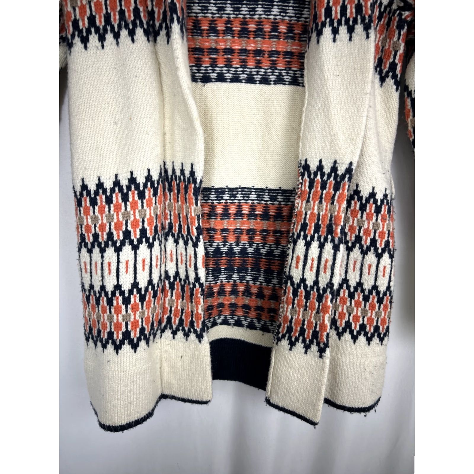 Lucky Brand VINTAGE Lucky Brand Cardigan Womens XS Wool Blend Belt Missing Belt Aztec Woodland Cream Blue Wool Blend Belted Cardigan Womens XS Blue Aztec Theme Size XS / US 0-2 / IT 36-38 - 5 Thumbnail