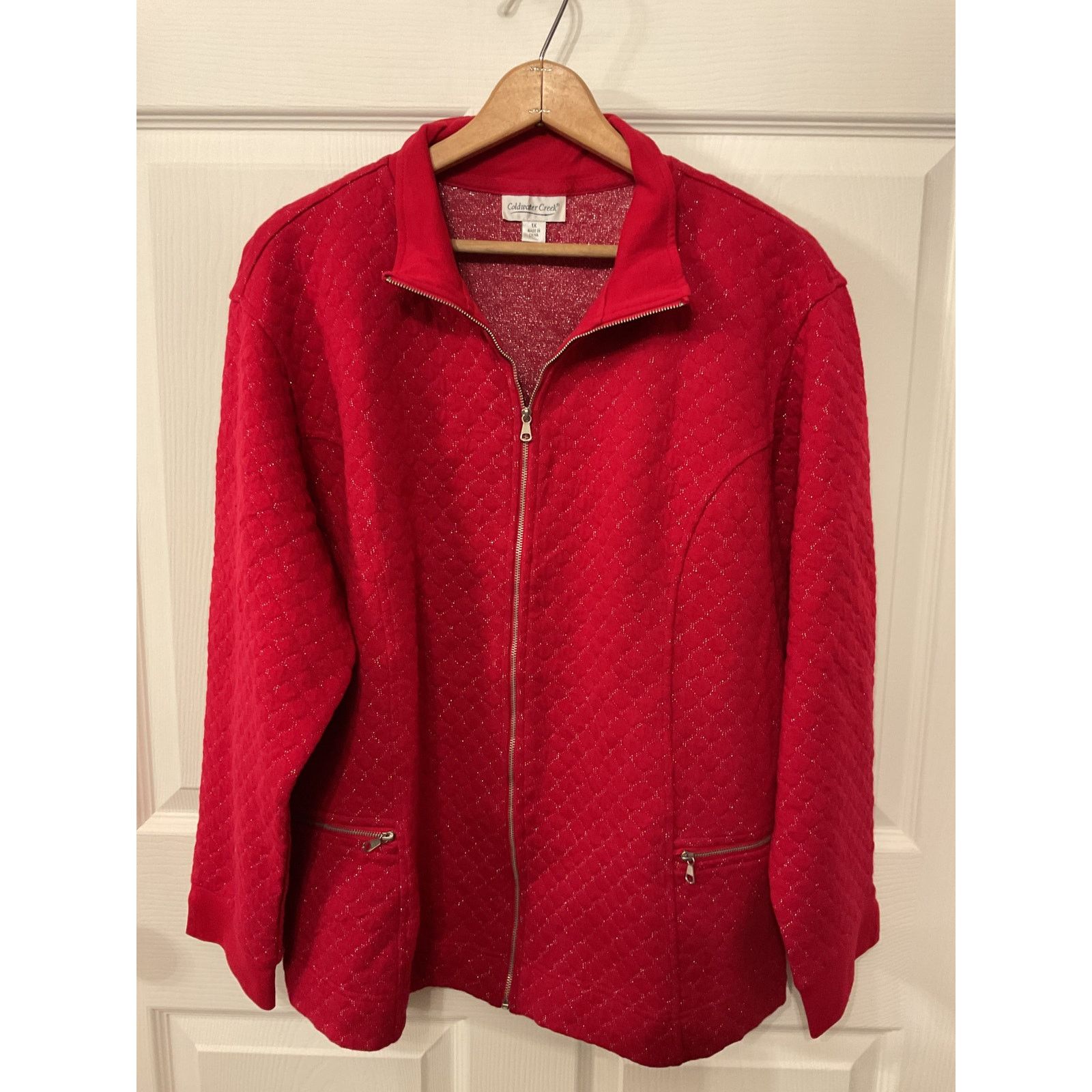 Coldwater Creek Coldwater Creek Textured Boucle Metallic Knit Zip Jacket,1x Size XL / US 12-14 / IT 48-50 - 1 Thumbnail