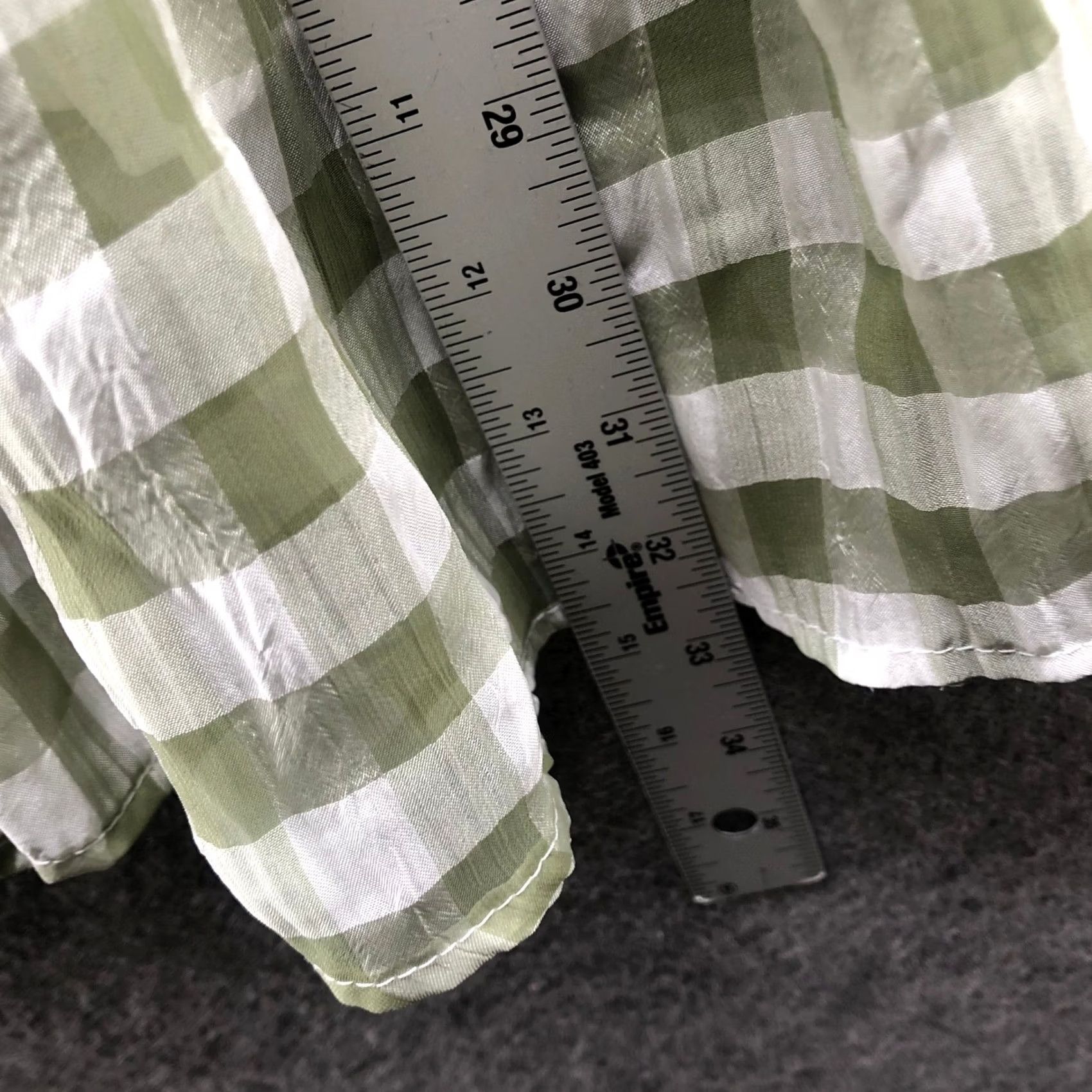 Vintage Mine Square Neck Chiffon Mini Dress M Sage Green Gingham Puff Sleeve Tiered Women Short Sleeve Spring Summer Casual Formal Party/Cocktail | MINE Dress Size M / US 6-8 / IT 42-44 - 7 Thumbnail