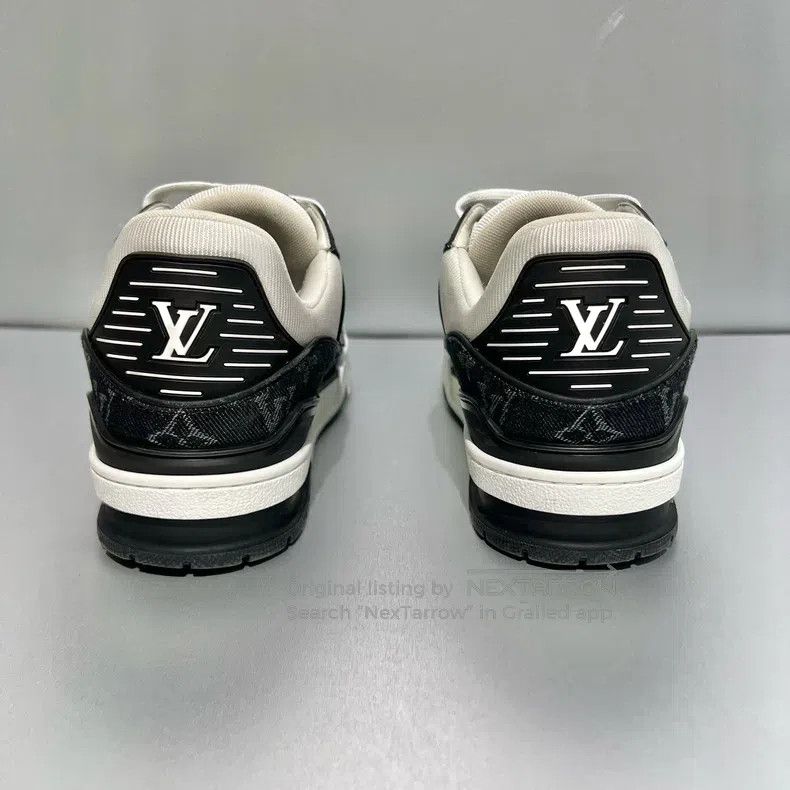 Louis Vuitton Louis Vuitton Trainer Black and White Denim Low Top Board Size US 8 / EU 41 - 5 Thumbnail