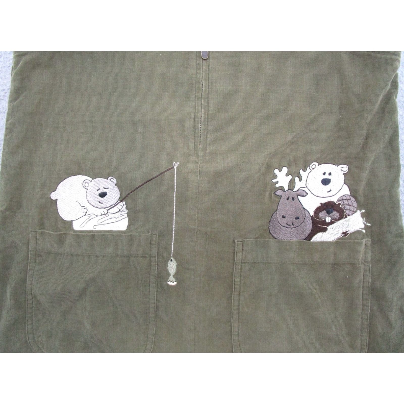 Vintage VINTAGE Christopher & Banks Dress Animals Fishing Green Corduroy Sleeveless S Size S / US 4 / IT 40 - 2 Thumbnail