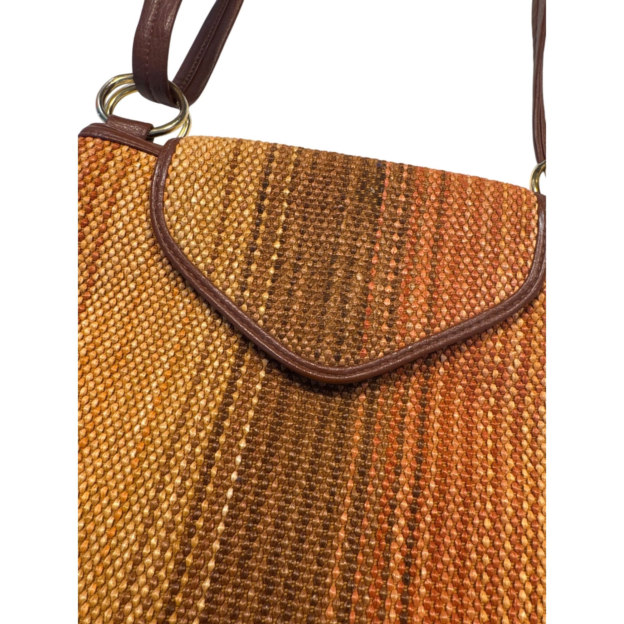 Designer Due Fratelli Milan Brown Striped Shoulder Bag Purse 11x13 SK Size ONE SIZE - 3 Thumbnail