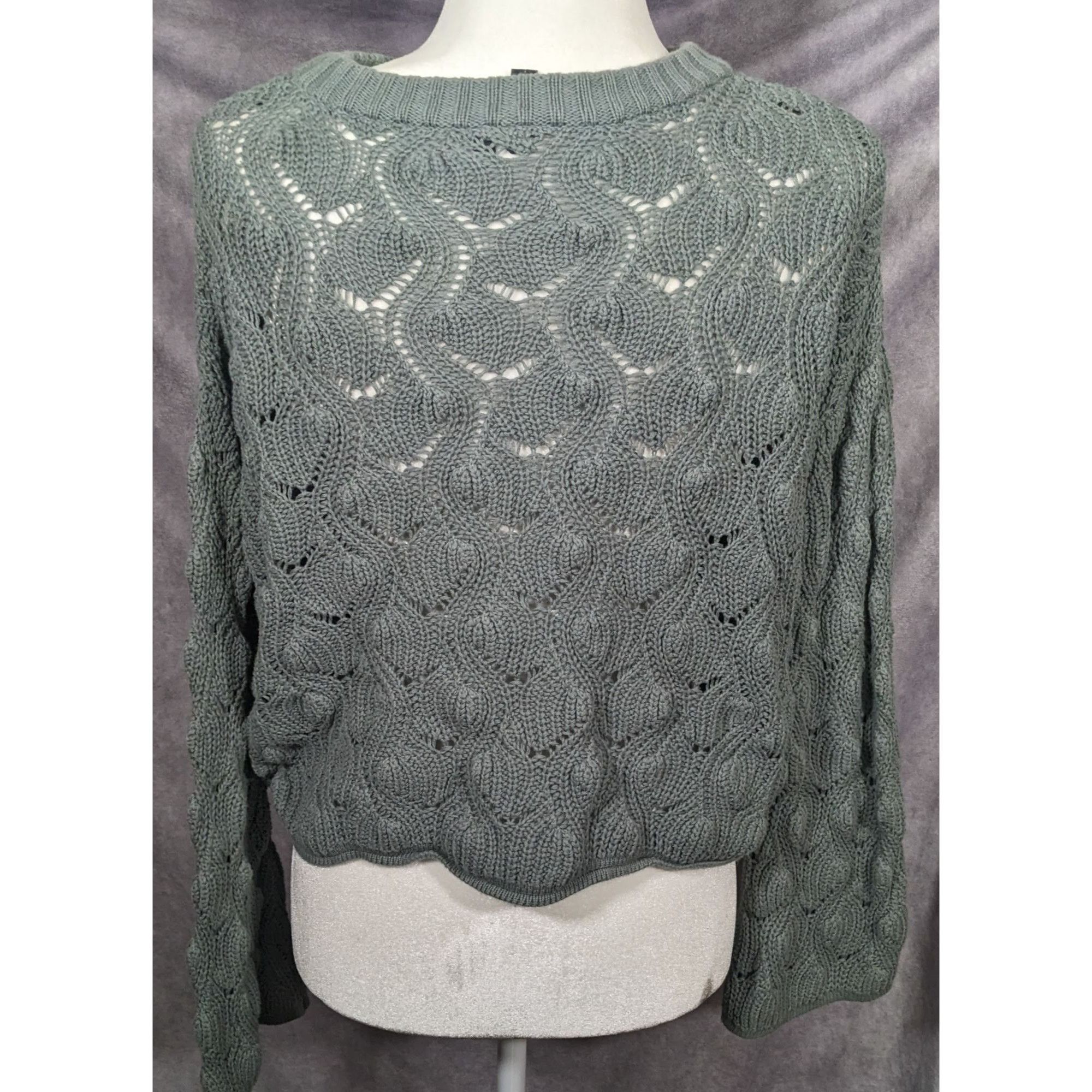 Other Moon & Madison Green/Grey Cropped Sweater Size S / US 4 / IT 40 - 12 Thumbnail