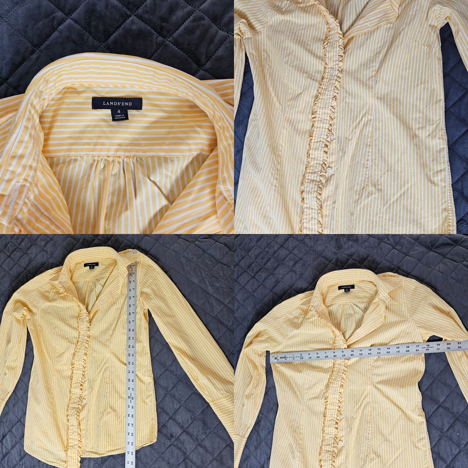Lands' End VINTAGE Lands' End Button Up Blouse Orange Long Sleeve Women 4 Ruched Trim Casual Size S / US 4 / IT 40 - 8 Thumbnail