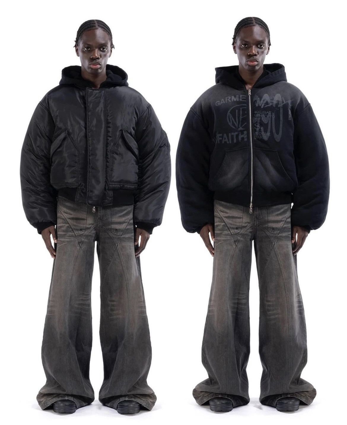 image of No Faith Studios Reversible Bomber Jacket in Black, Men's (Size Large)