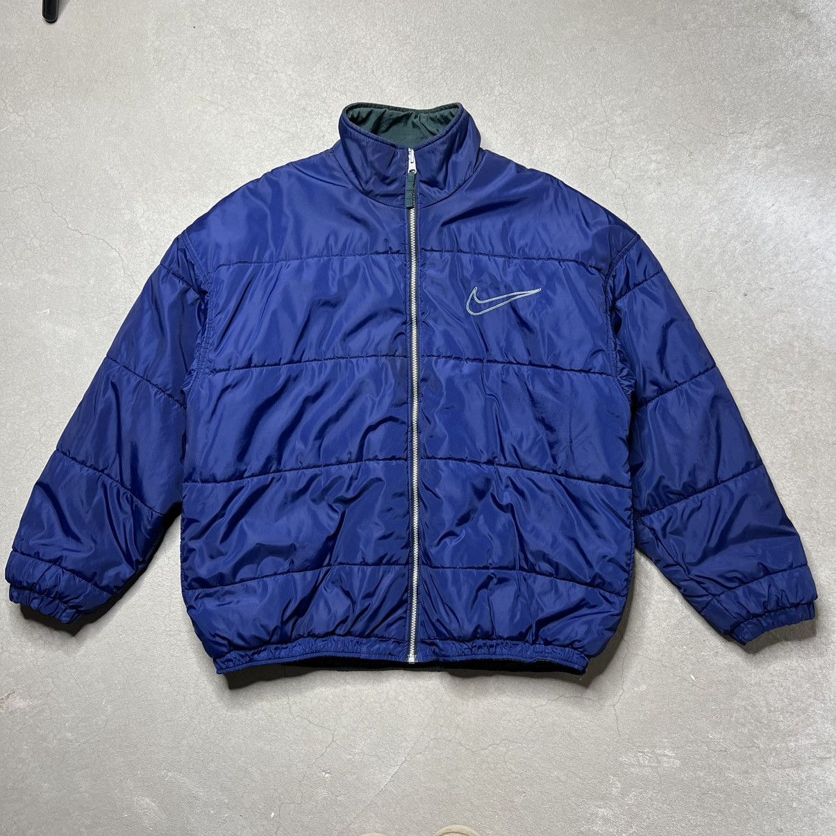 Vintage 90s Vintage Nike Reversible Puffer Green & Navy Size US L / EU 52-54 / 3 - 1 Thumbnail