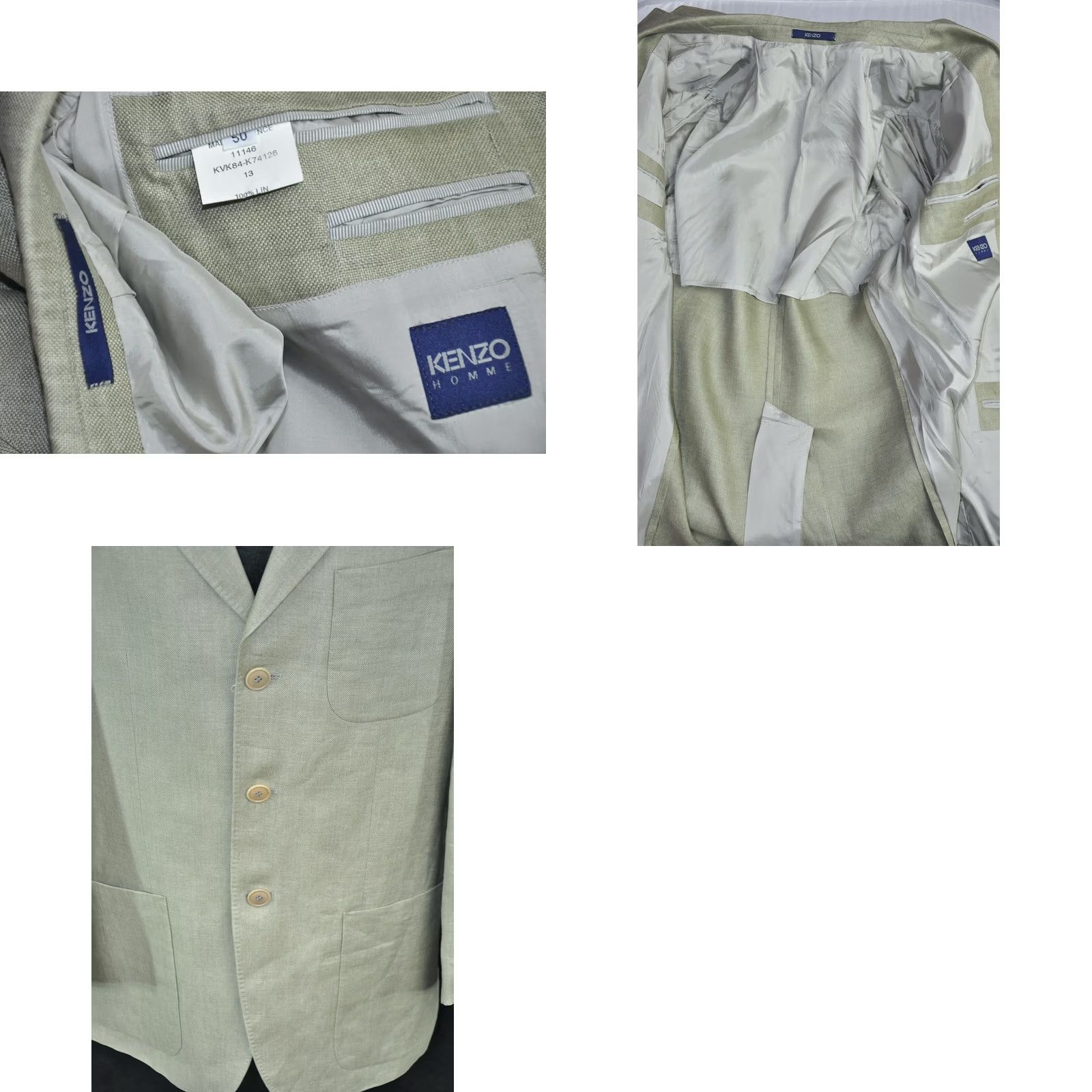 Kenzo KENZO Homme Linen Beige Blazer Jacket 50 Men Regular 3 Piece Vintage? No Beige Linen Blazer - 50 - France - Blazer - Kenzo - Men Size 50R - 8 Thumbnail