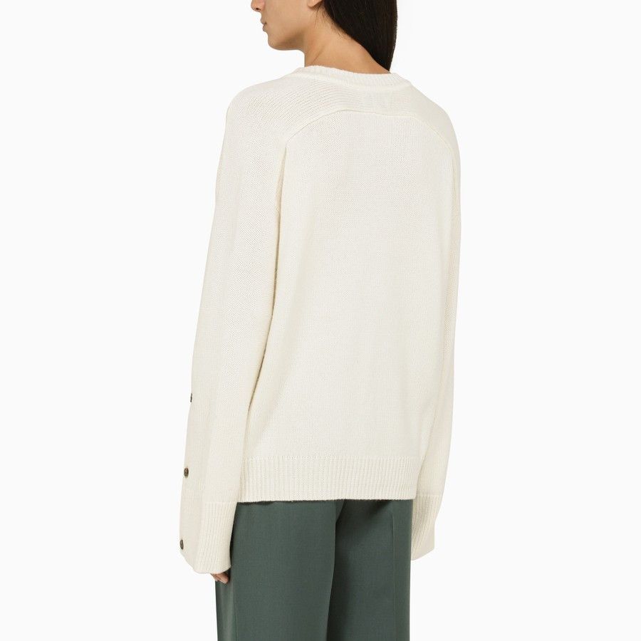 Loulou de Saison o1d2blof0824 Wool Cashmere Jumper in Ivory Size L / US 10 / IT 46 - 3 Thumbnail