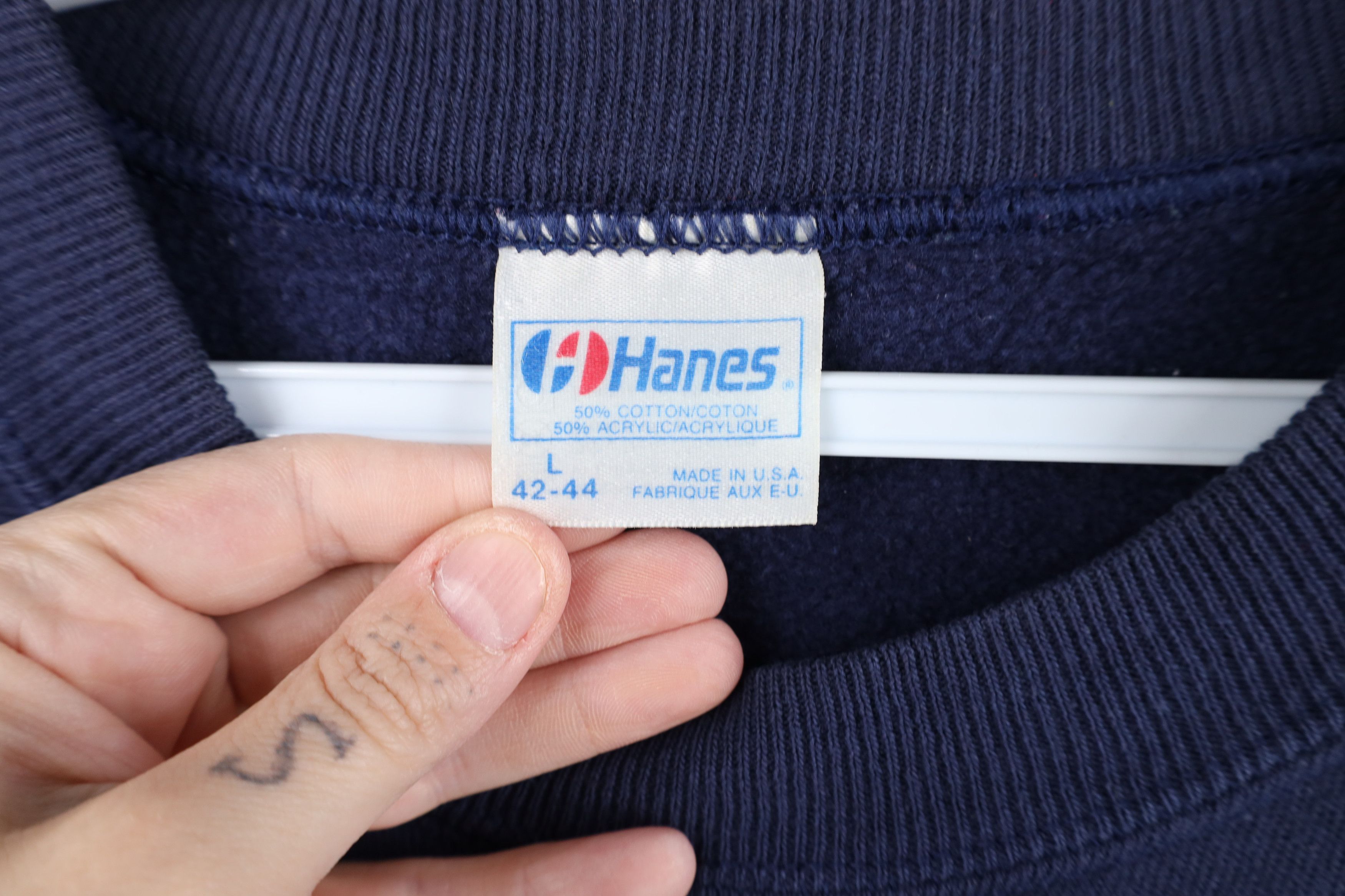 Hanes Vintage 80s 90s Hanes Crewneck Sweatshirt Navy Blue USA Size US L / EU 52-54 / 3 - 4 Thumbnail
