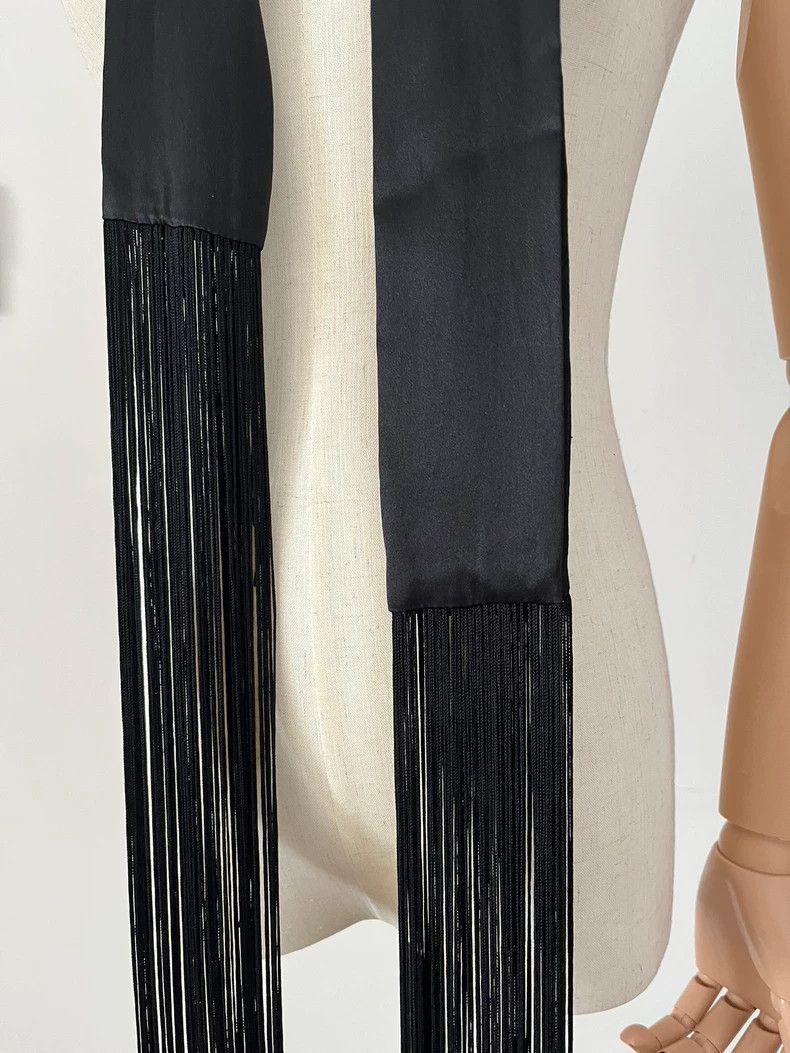 Ann Demeulemeester ann demeulemeester Silk scarf with fringe Size ONE SIZE - 4 Thumbnail