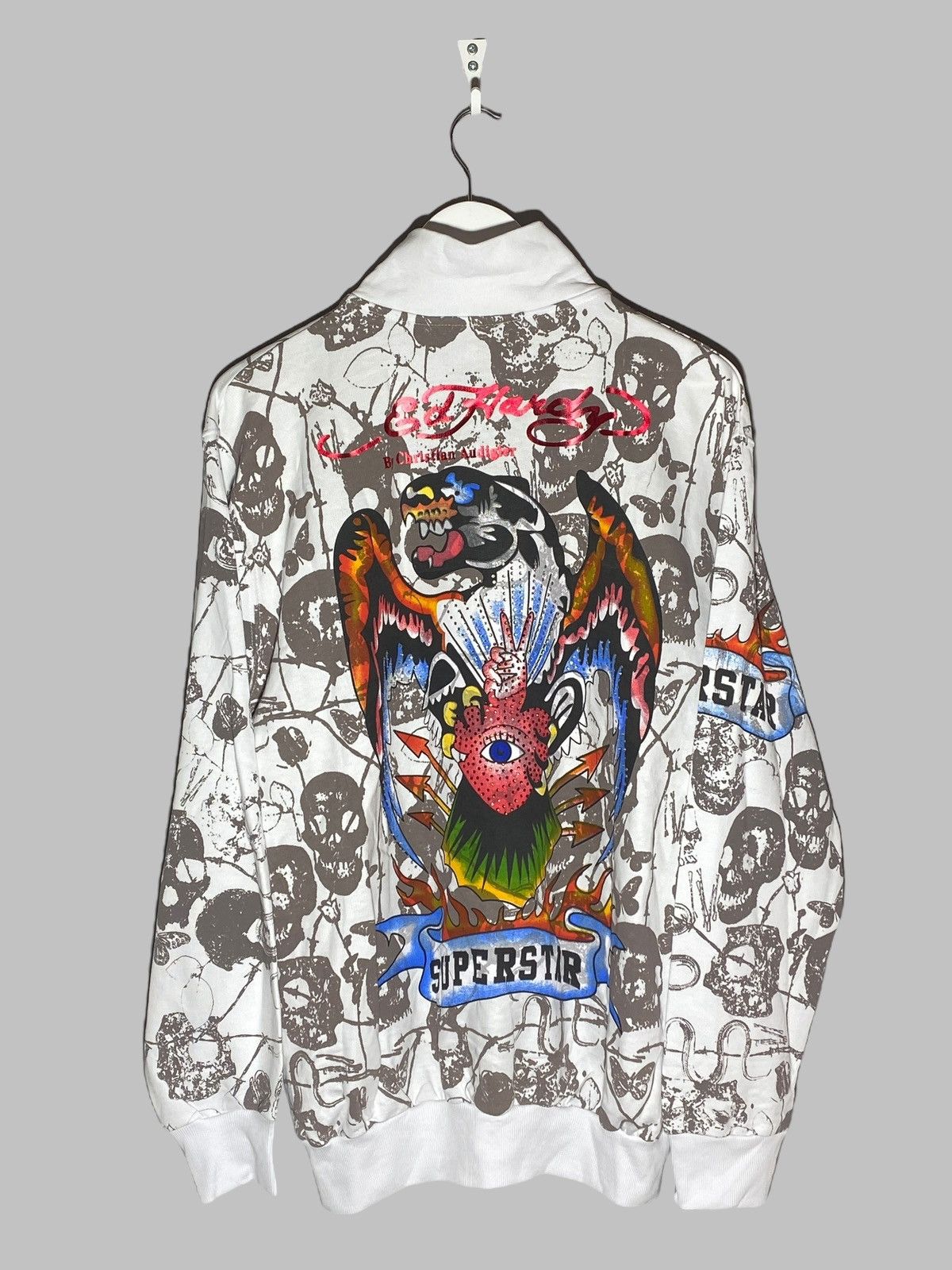 Ed Hardy by Christian Audigier Y2k All Over Print Zip Jacket