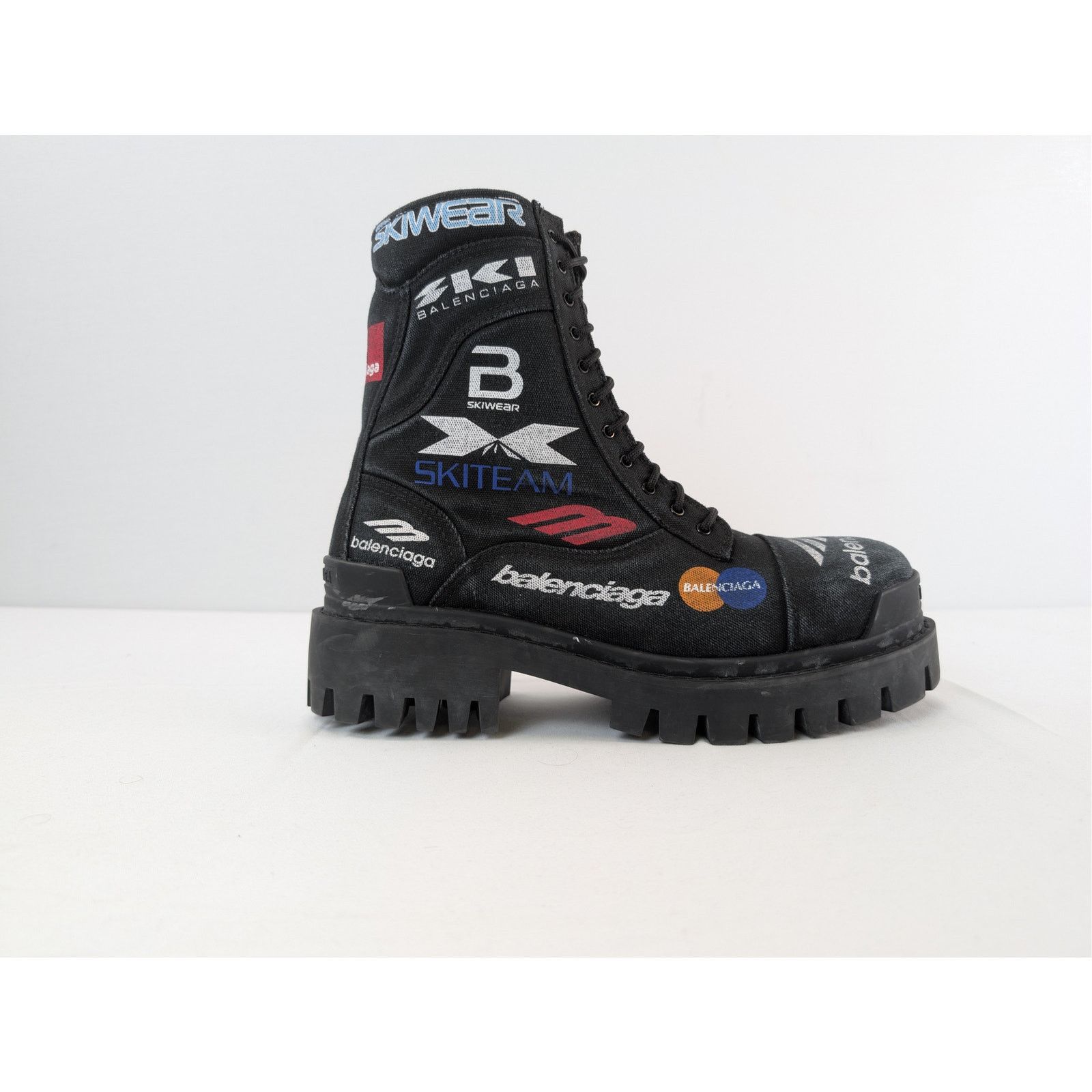 Balenciaga o1rshd1 Combat Strike L20 Cotton Canvas/Print Boot in Black Size US 10 / EU 43 - 4 Thumbnail