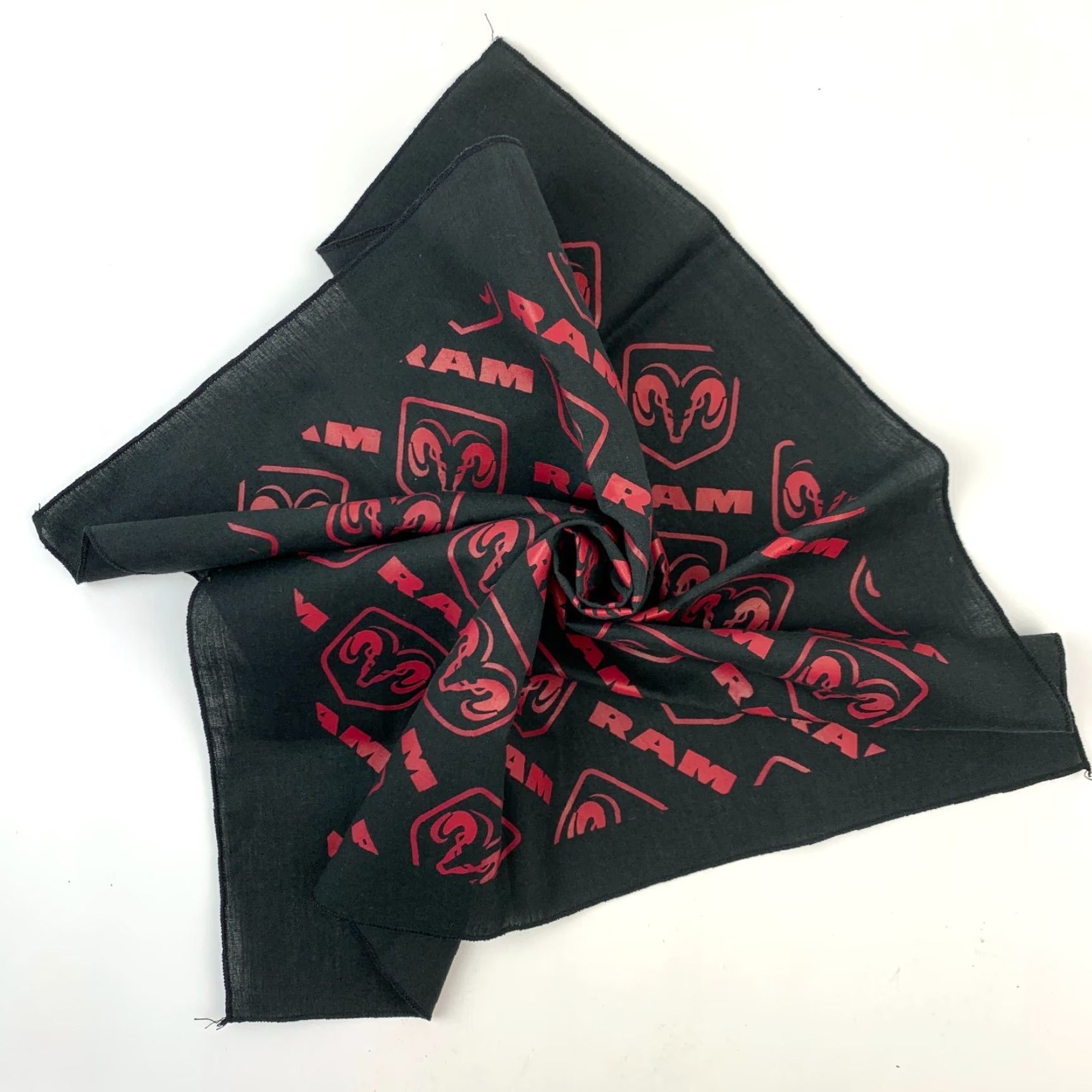 Logo 7 **VINTAGE DODGE RAM BLACK RED LOGO BANDANA 20.75X20.5** User: Vintage Dodge Ram Black Red Logo Bandana 20.75x20.5" Size ONE SIZE - 6 Thumbnail