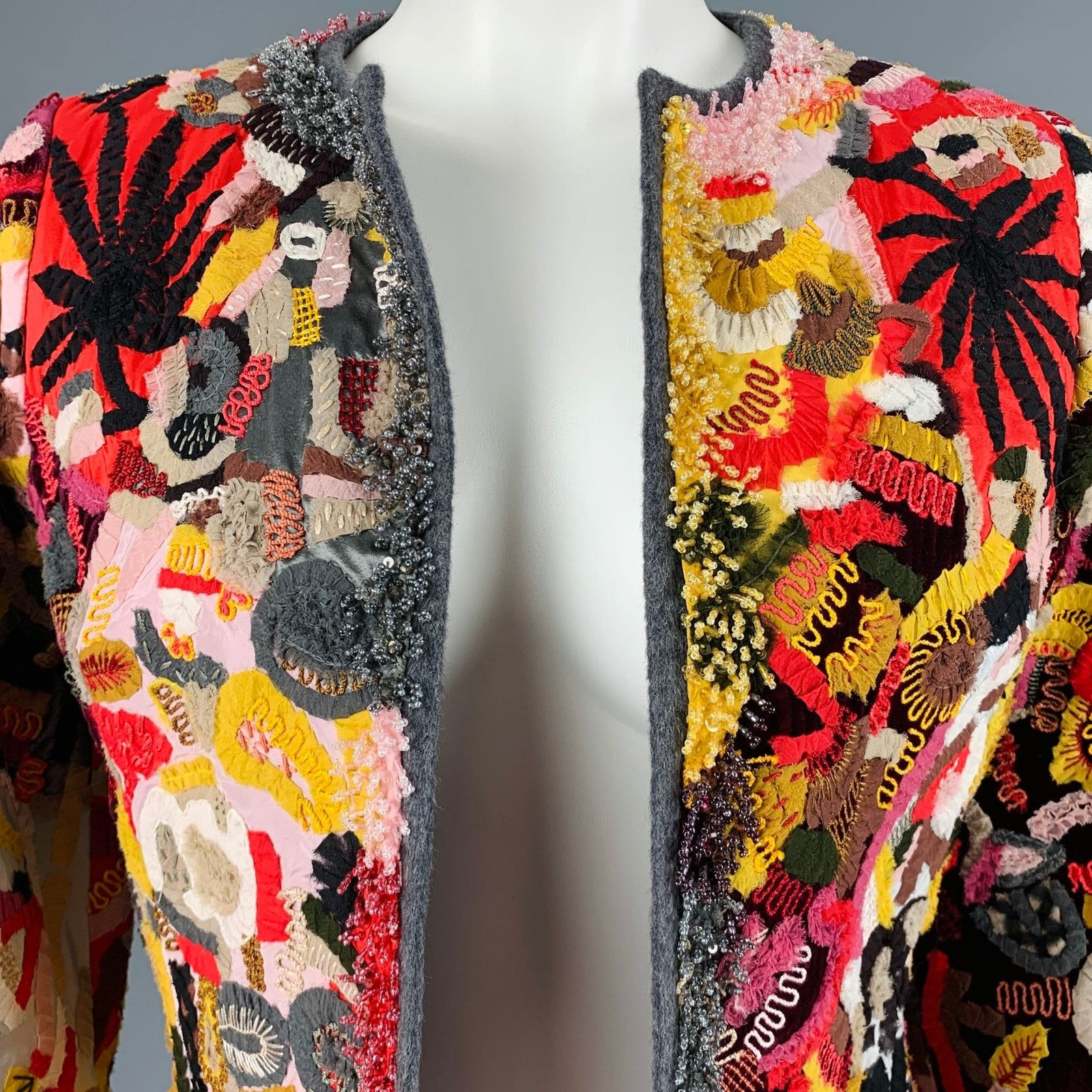 Oscar De La Renta OSCAR DE LA RENTA Size 6 Yellow Red Virgin Wool Blend Jacket Size M / US 6-8 / IT 42-44 - 2 Thumbnail